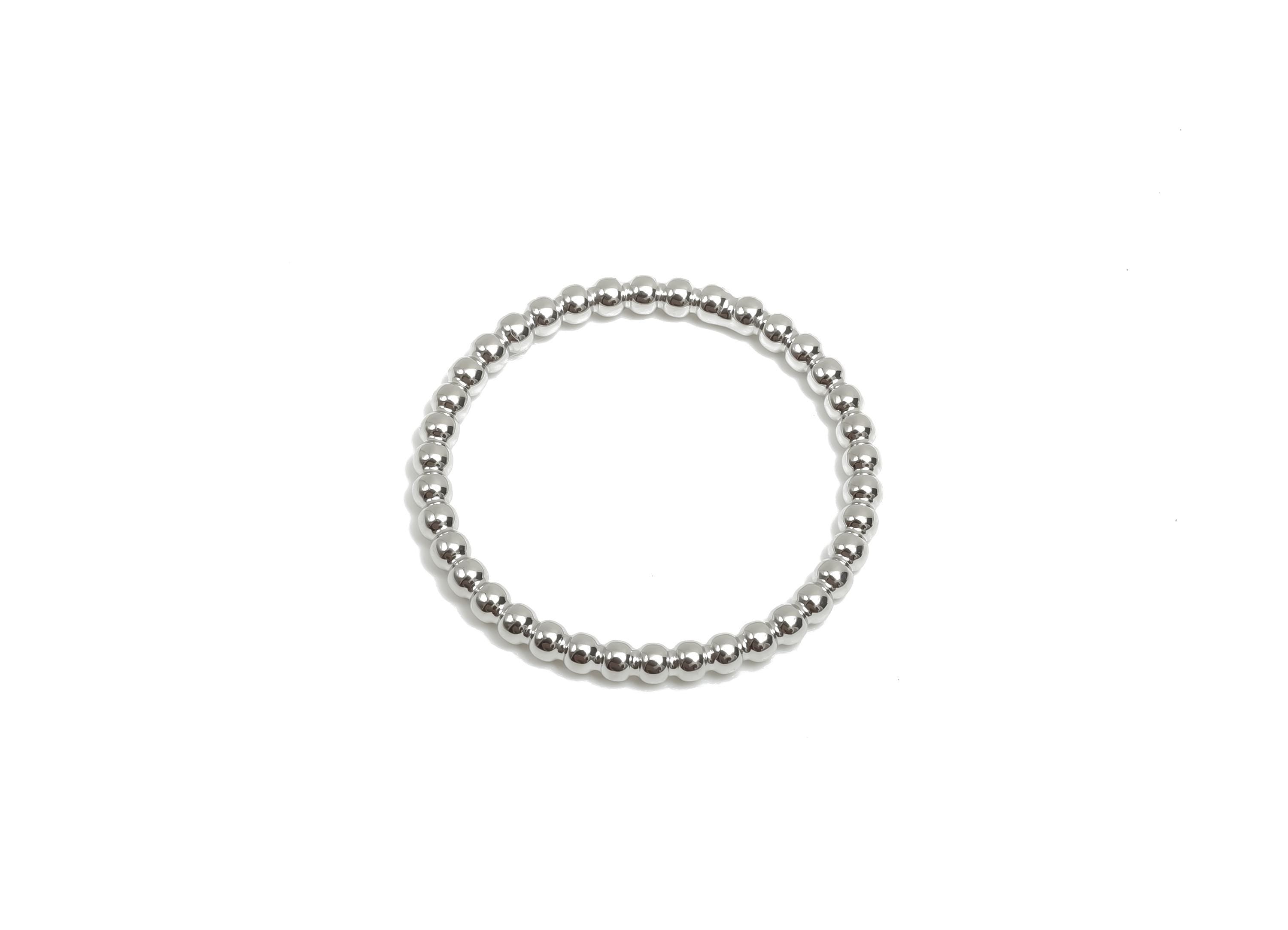 18mm Ball Wire Chian Ring - Dainty Beaded Band - Brass Solid Thin Ring - Beaded Ring - 18K Real White Gold Plating - 22x22x1.75mm - RGP8106 - DOMEDBAZAAR