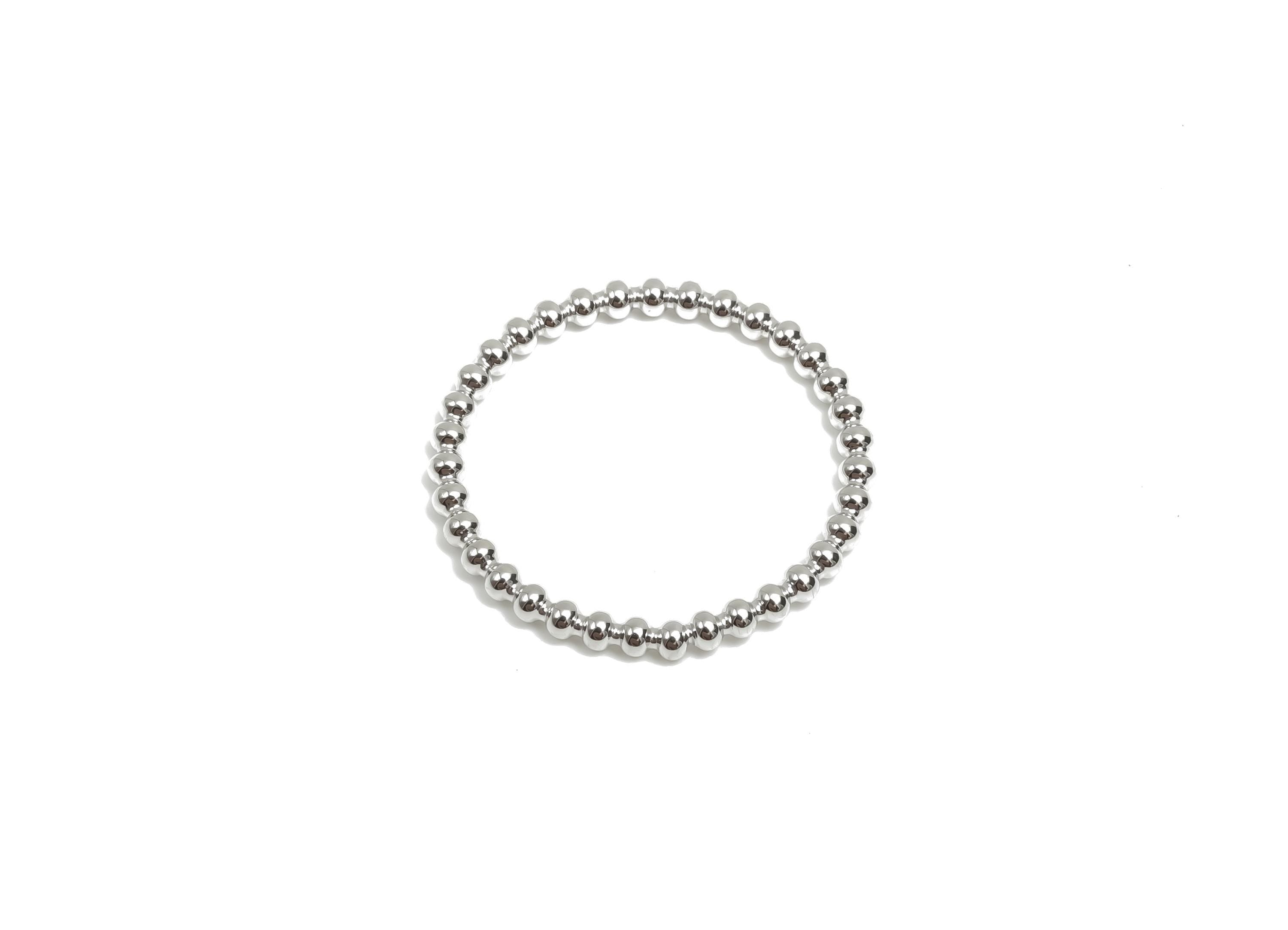 19mm Ball Wire Chian Ring - Dainty Beaded Band - Brass Solid Thin Ring - Beaded Ring - 18K Real White Gold Plating - 23x23x1.77mm - RGP8107 - DOMEDBAZAAR