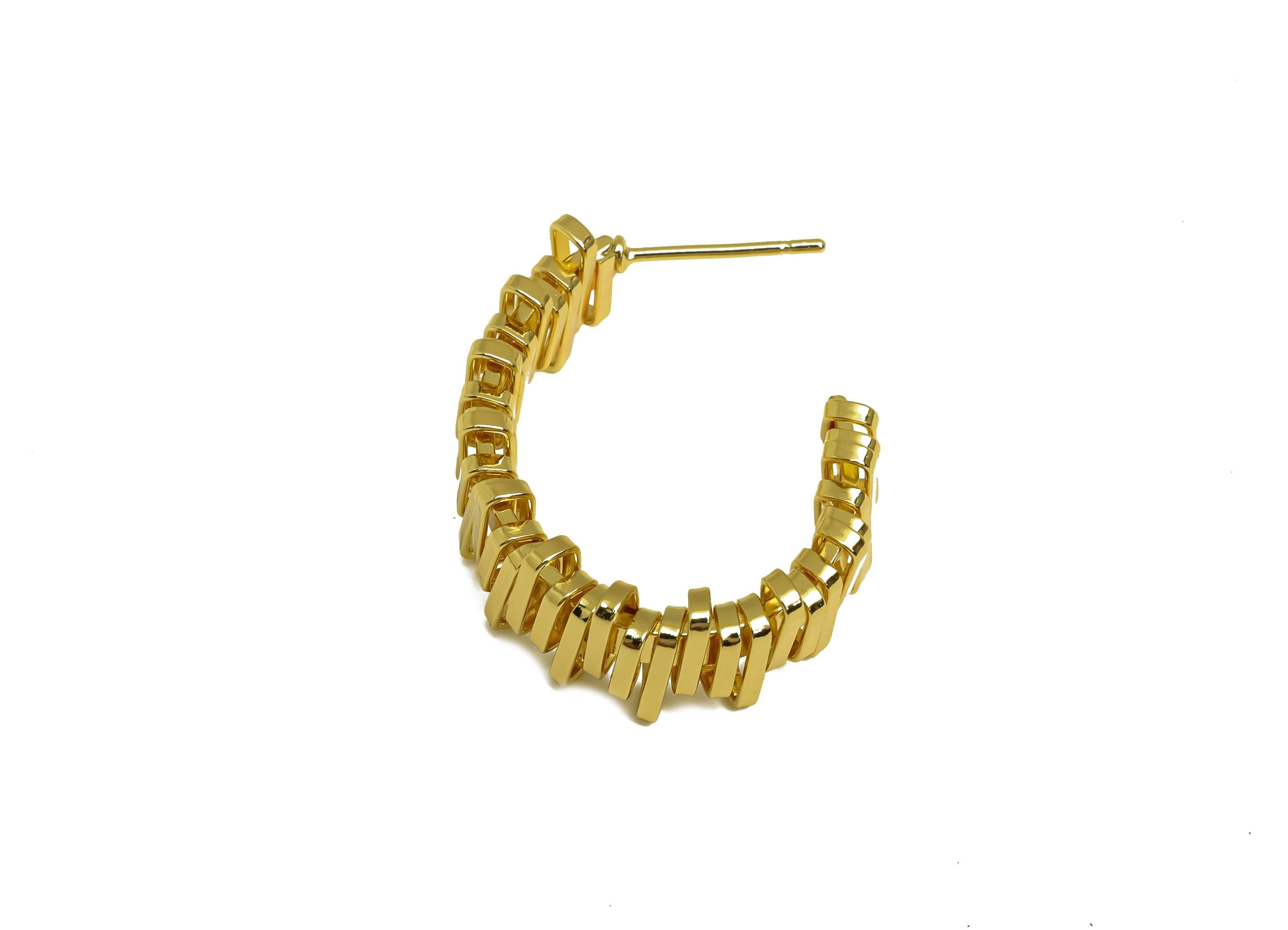Brass Oval Earring Post - Gold Open Oval Earring Stud - Textured Open Oval Earring Post - 18K Real Gold Plating - 26.96x22x2.79mm - RGP7960 - DOMEDBAZAAR