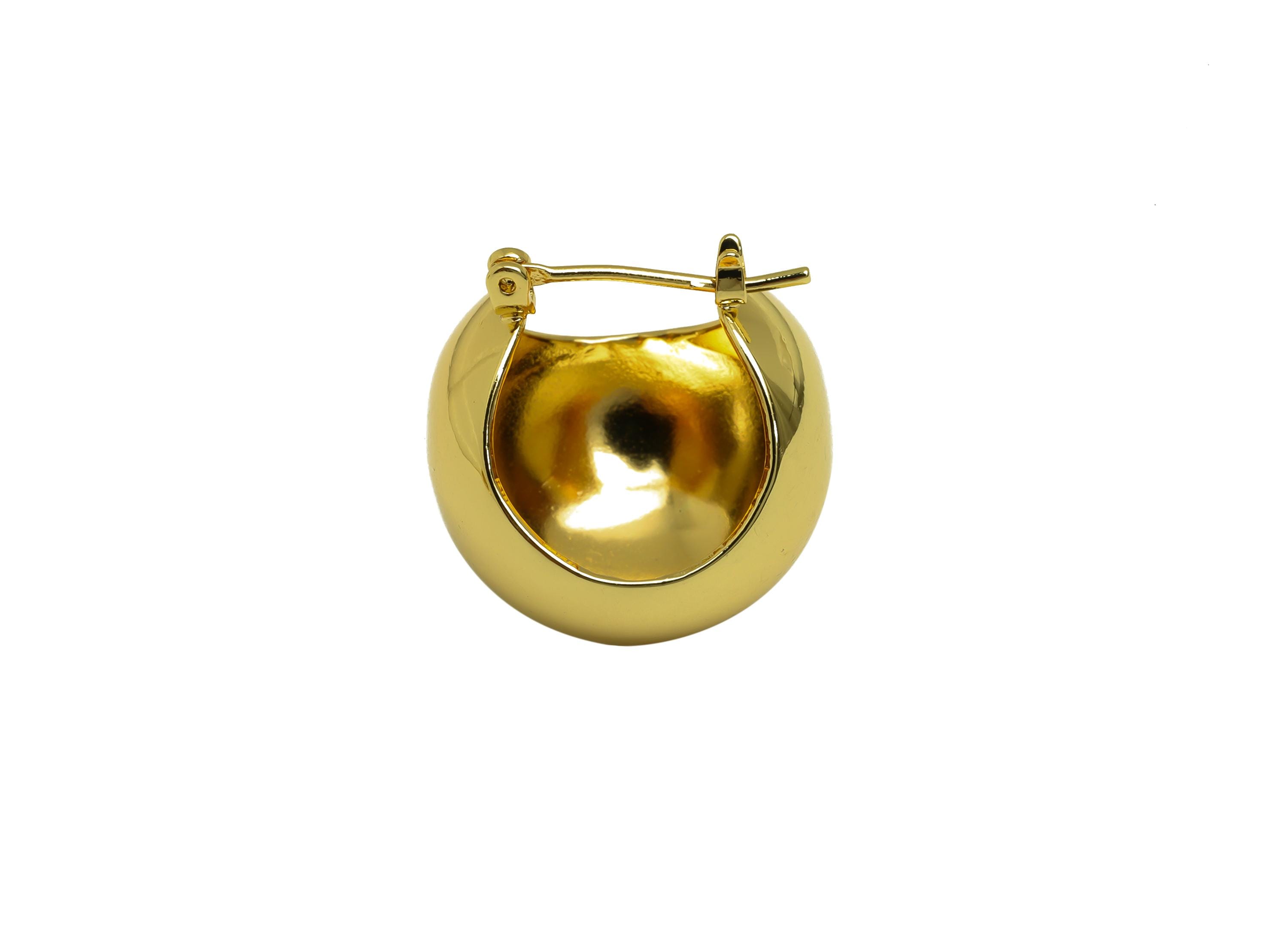 Brass Basket Hoop Earring - Gold Basket Huggie Hoop Earring - Round Basket Hoop Earrings - 18K Real Gold Plated - 20.64x19.42x1.4mm- RGP7971 - DOMEDBAZAAR