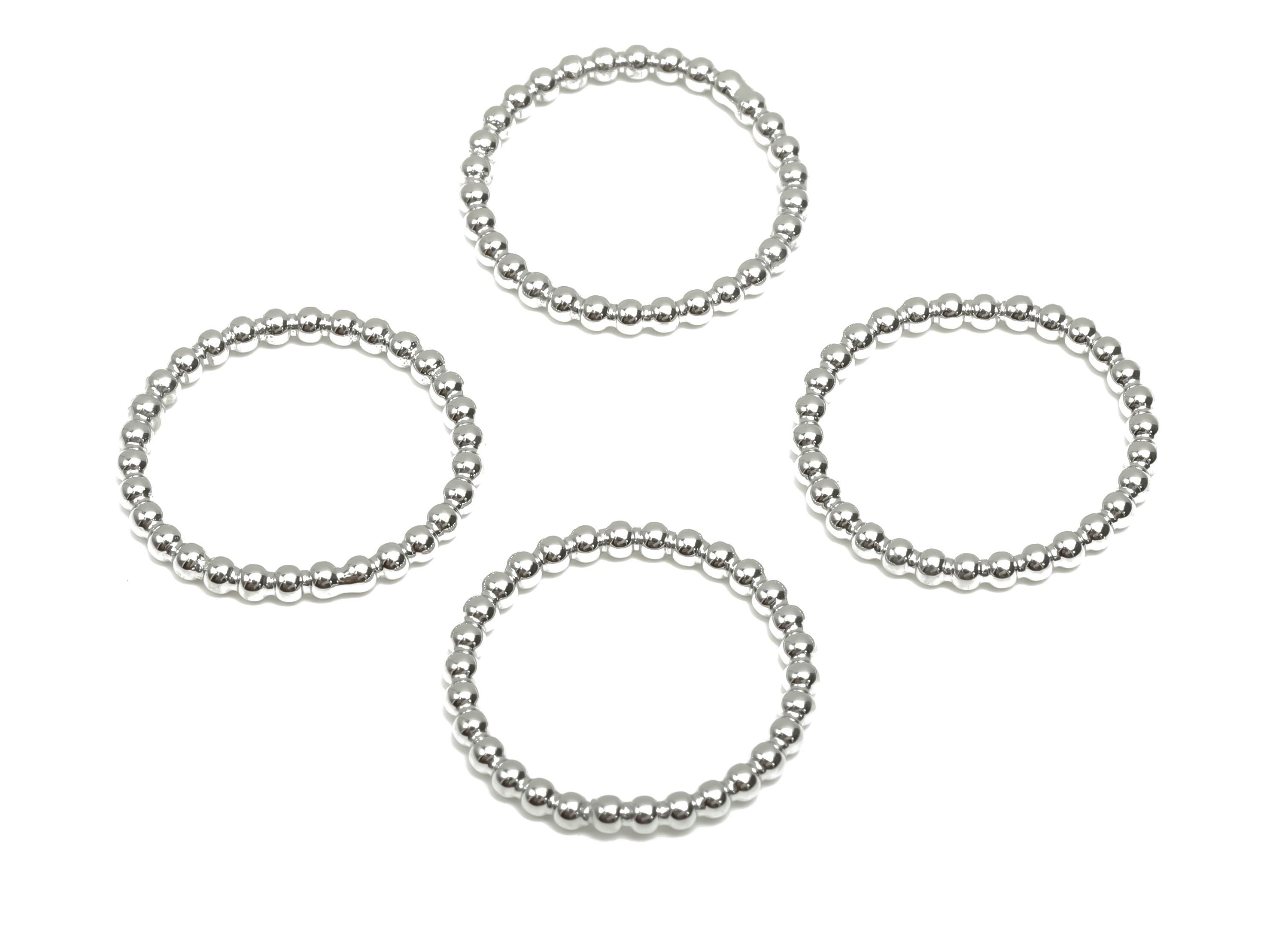 16mm Ball Wire Chian Ring - Dainty Beaded Band - Brass Solid Thin Ring - Beaded Ring - 18K Real White Gold Plating - 20x20x1.76mm - RGP8082 - DOMEDBAZAAR