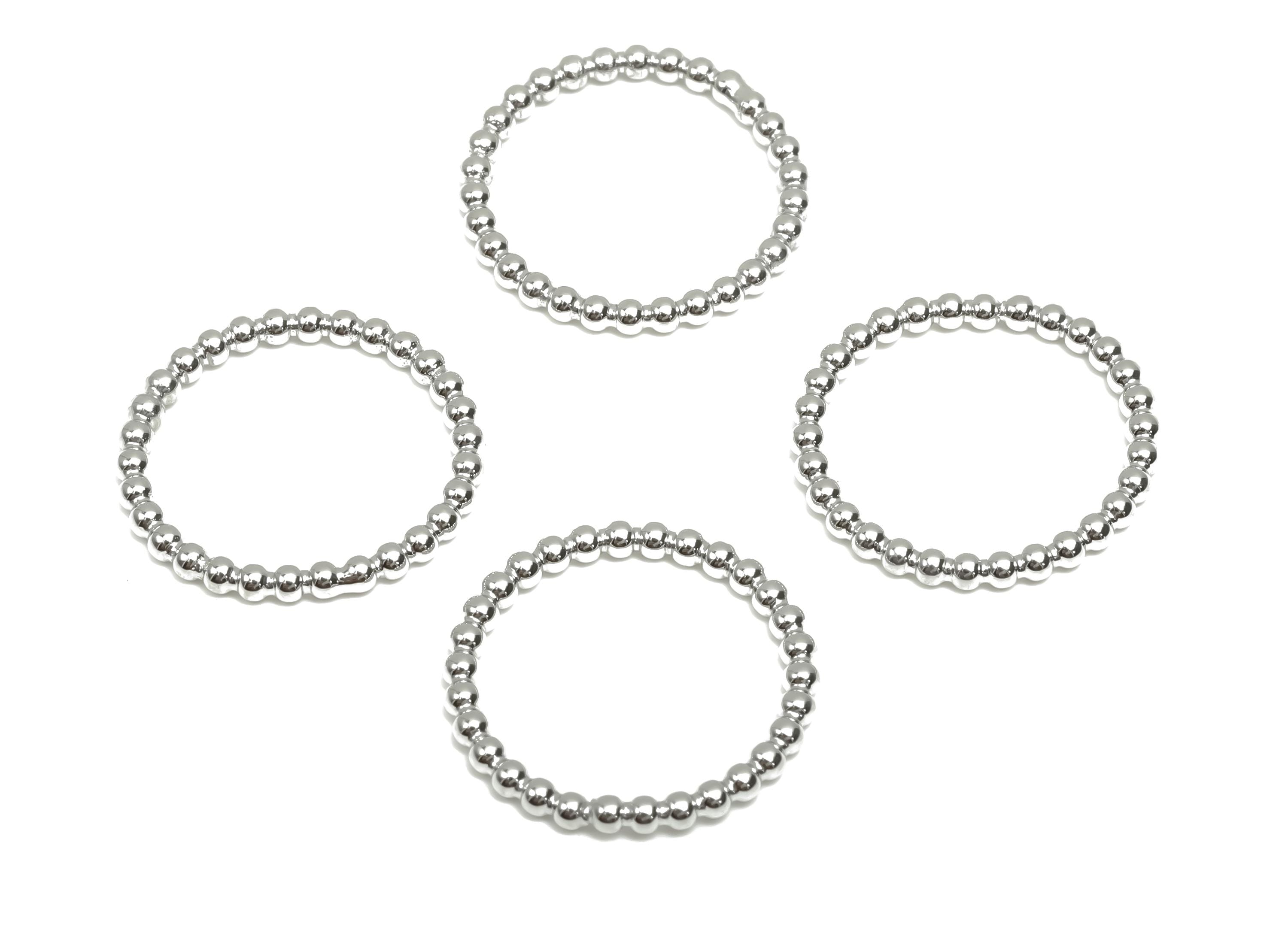 15mm Ball Wire Chian Ring - Dainty Beaded Band - Brass Solid Thin Ring - Beaded Ring - 18K Real White Gold Plating - 19x19x1.73mm - RGP8081 - DOMEDBAZAAR