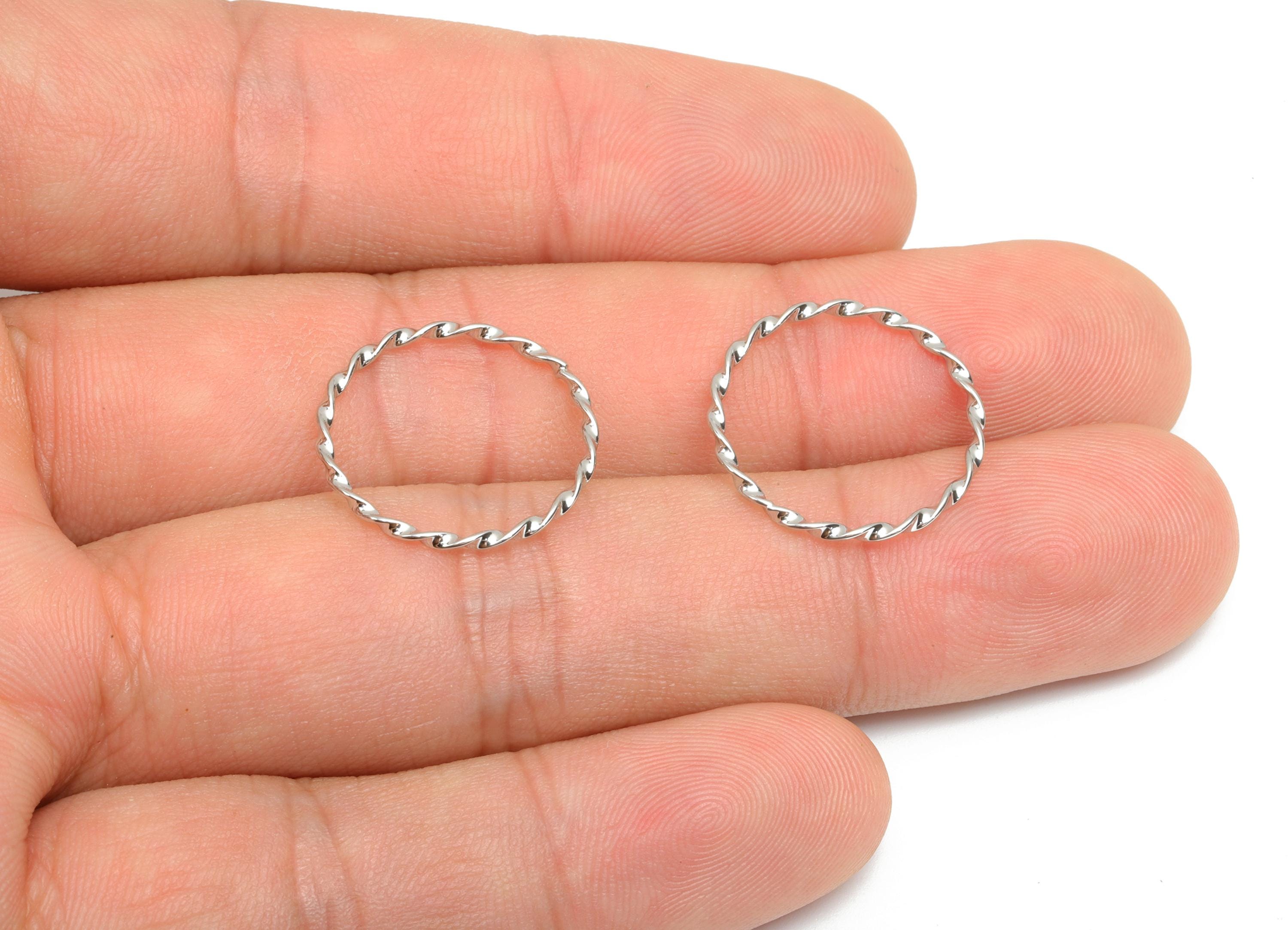Brass Twisted Round Ring - Brass Wavy Hoop Ring - Brass Textured Round Ring - 18K Real White Gold Plating - 18.3x18.3x0.99mm - RGP8071 - DOMEDBAZAAR