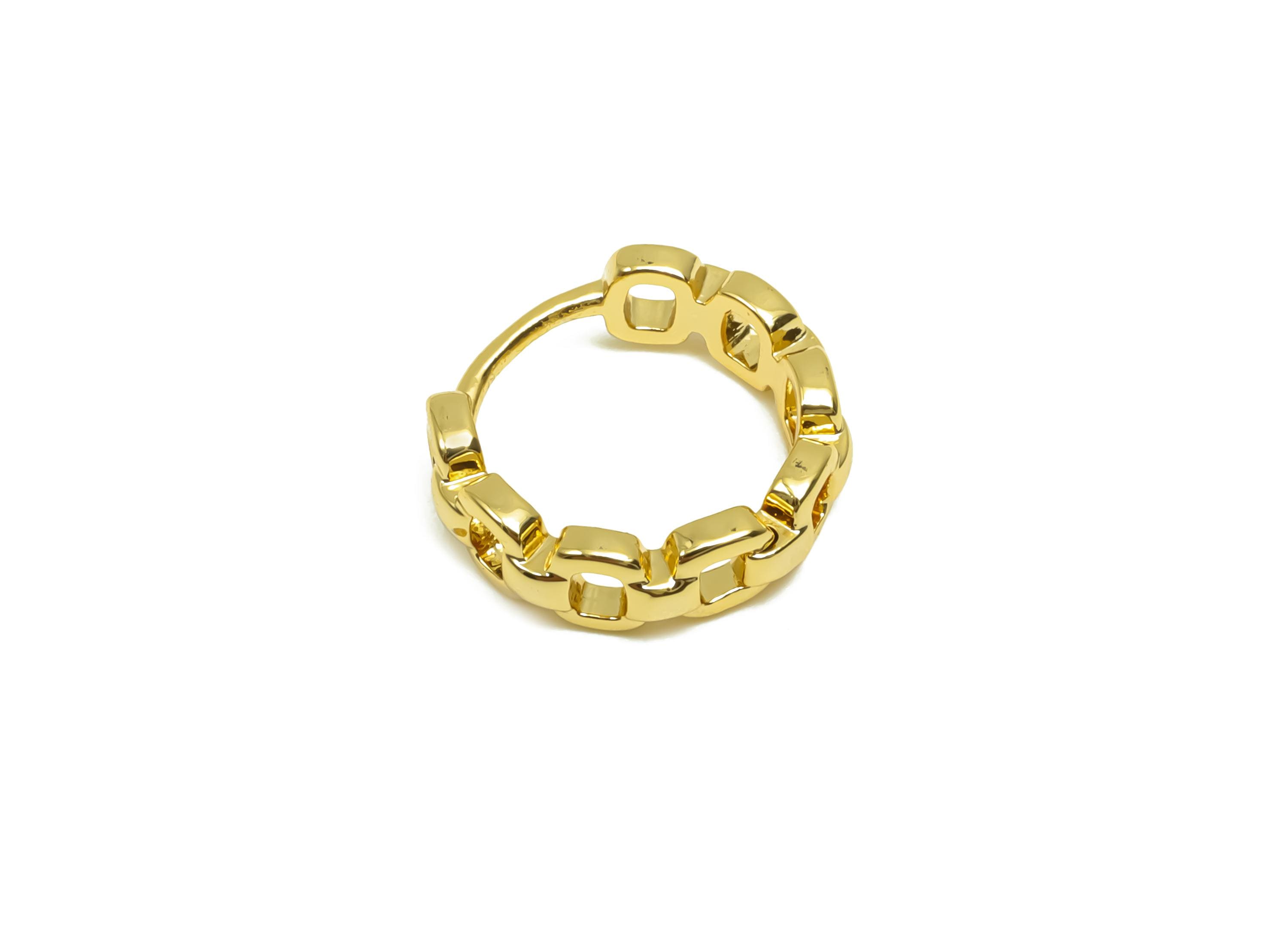 Brass Hoop Earring - Brass Chain Huggie Hoop Earring - Brass Chain Clasp Hoop Earring - 18K Real Gold Plating - 11.89x12.72x2.25mm -RGP8338 - DOMEDBAZAAR