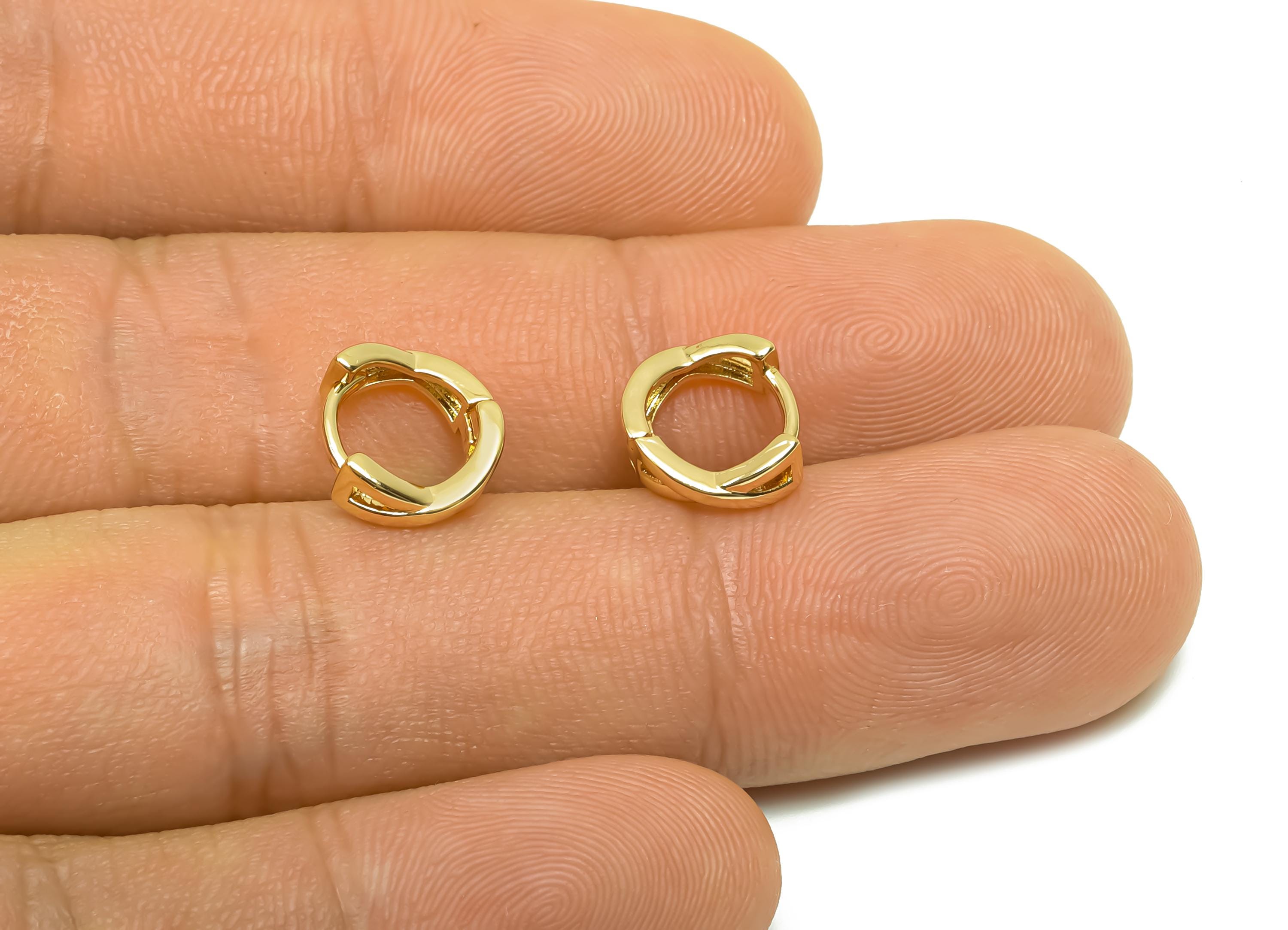 Brass Hoop Earring - Brass Bow Tie Huggie Hoop Earring - Brass Mini Round Hoop Earring - 18K Real Gold Plating - 10.4x9.7x3.5mm - RGP8361 - DOMEDBAZAAR