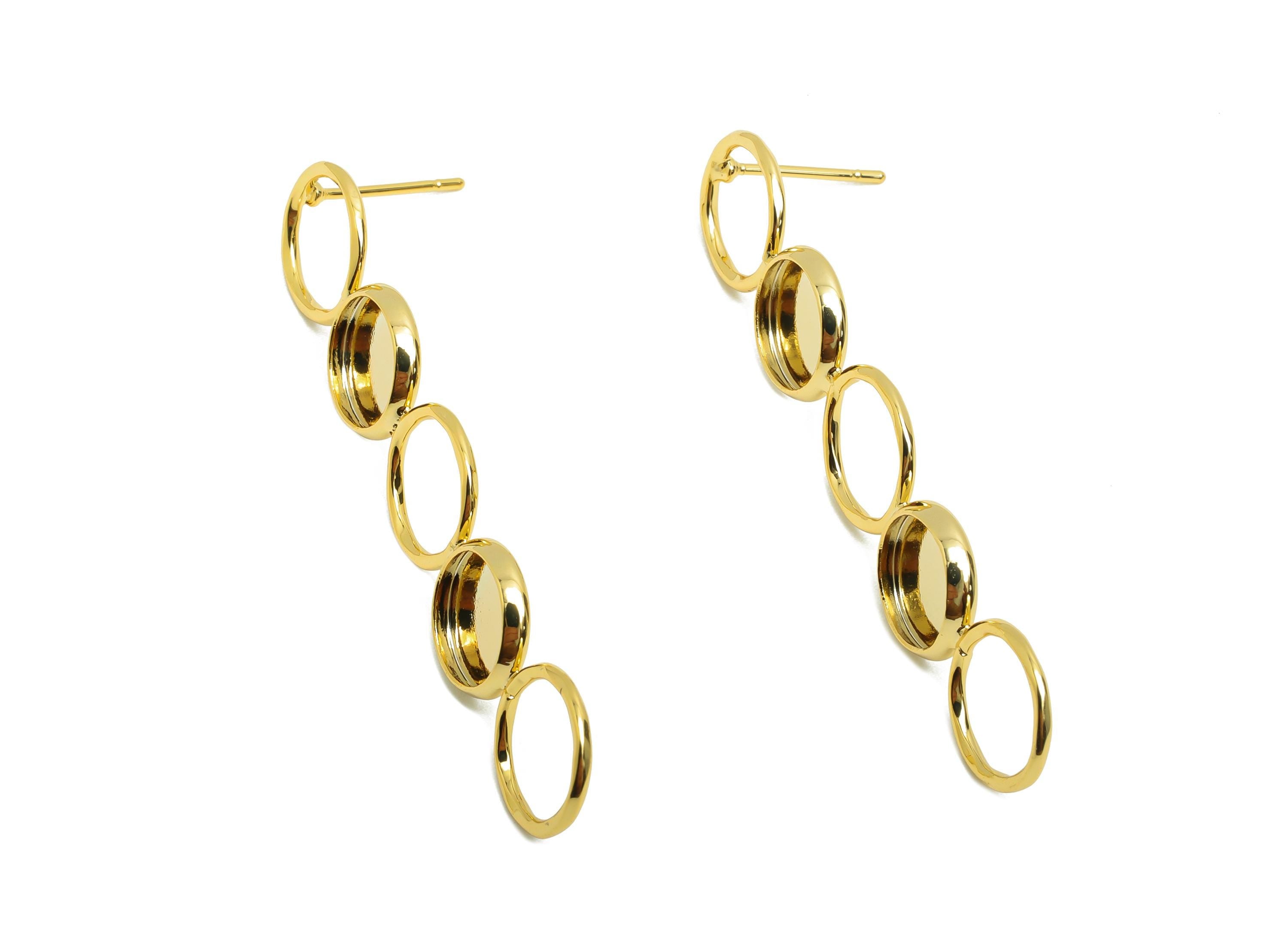 Brass Round Earring Stud - Circle Earring Post for Woman's - Gold Geometry Stud Earring - 18K Real Gold Plating - 51.63x10.15x1.04mm-RGP8721 - DOMEDBAZAAR