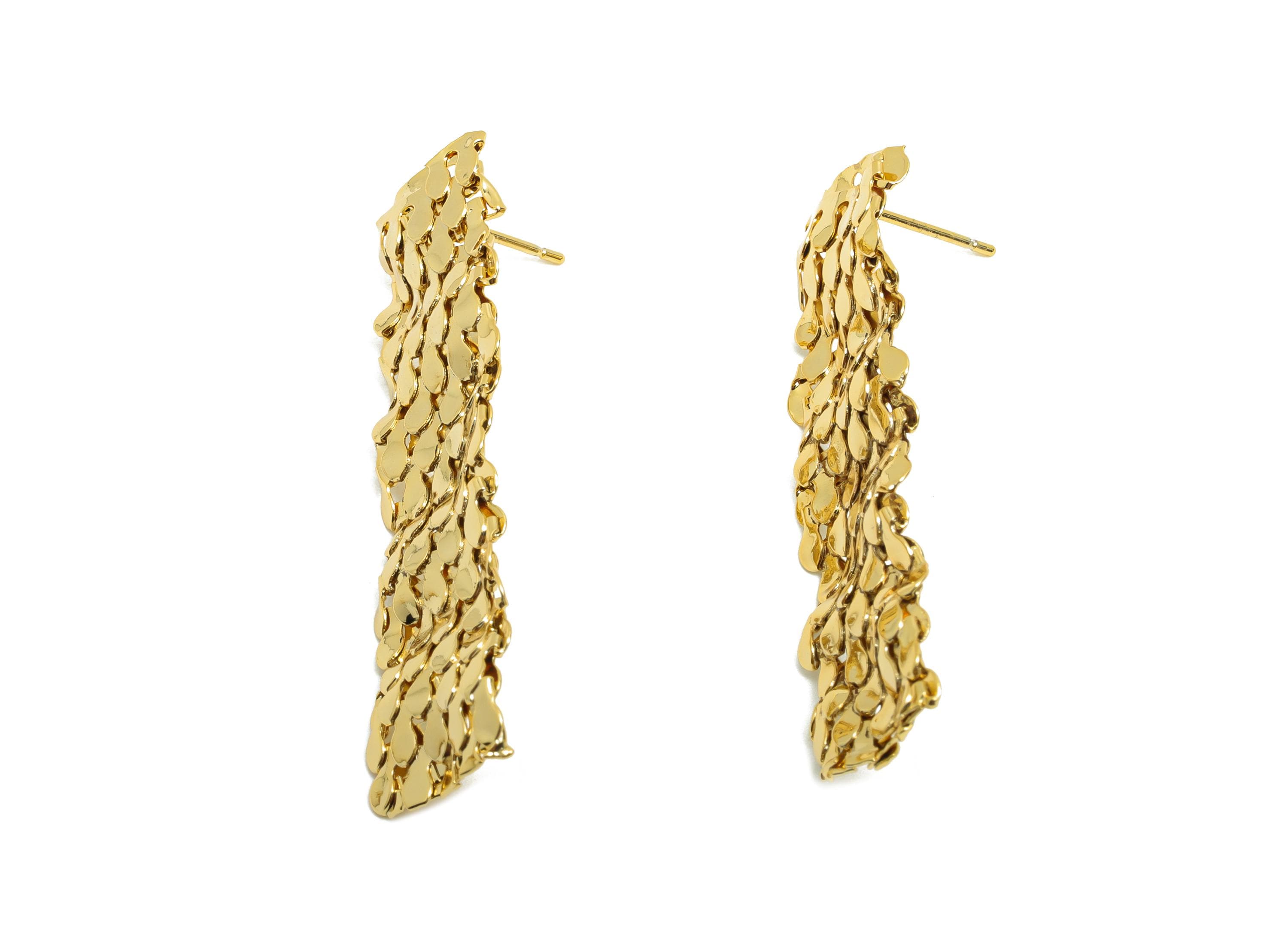 Brass Rectangle Earring Stud - Gold Earring Post for Woman's - Wave Rectangle Earring - 18K Real Gold Plating - 43.4x13.1x1.8mm - RGP8730 - DOMEDBAZAAR