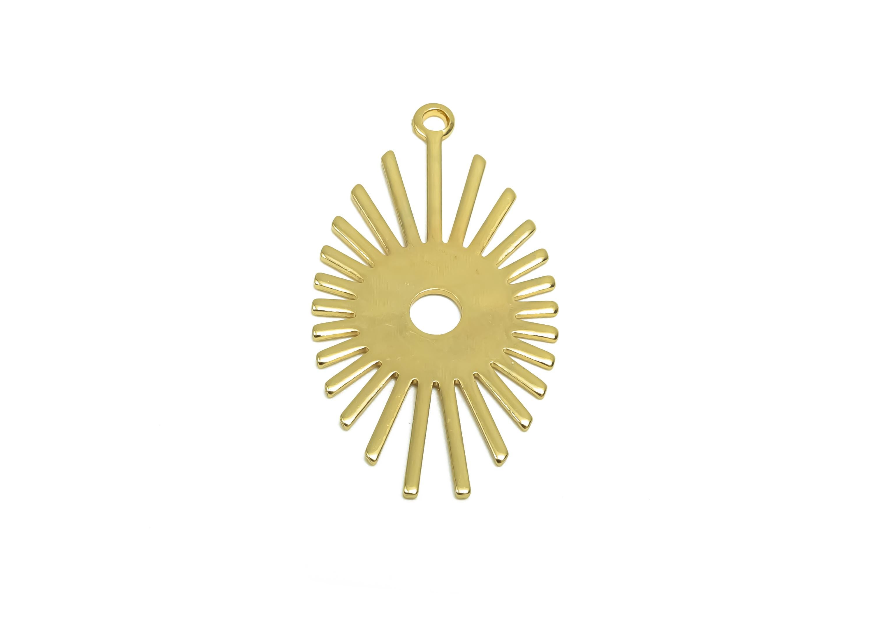 Brass Eye Earring Charm - Brass Marquise Earring Charm - Brass Pendant With Hole - 18K Real Gold Plating - 26x14.3x0.65mm - RGP8348 - DOMEDBAZAAR
