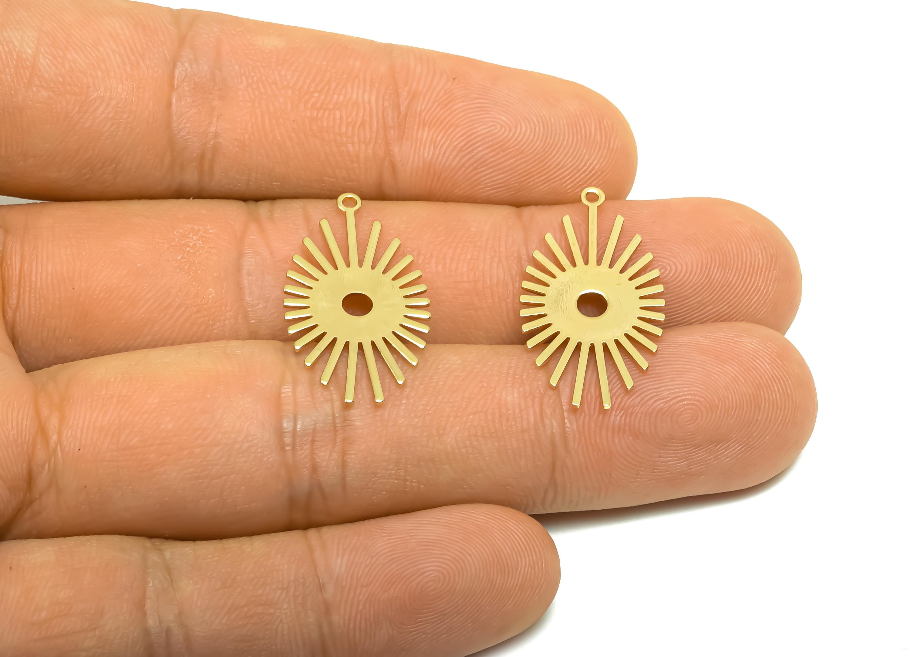 Brass Eye Earring Charm - Brass Marquise Earring Charm - Brass Pendant With Hole - 18K Real Gold Plating - 26x14.3x0.65mm - RGP8348 - DOMEDBAZAAR