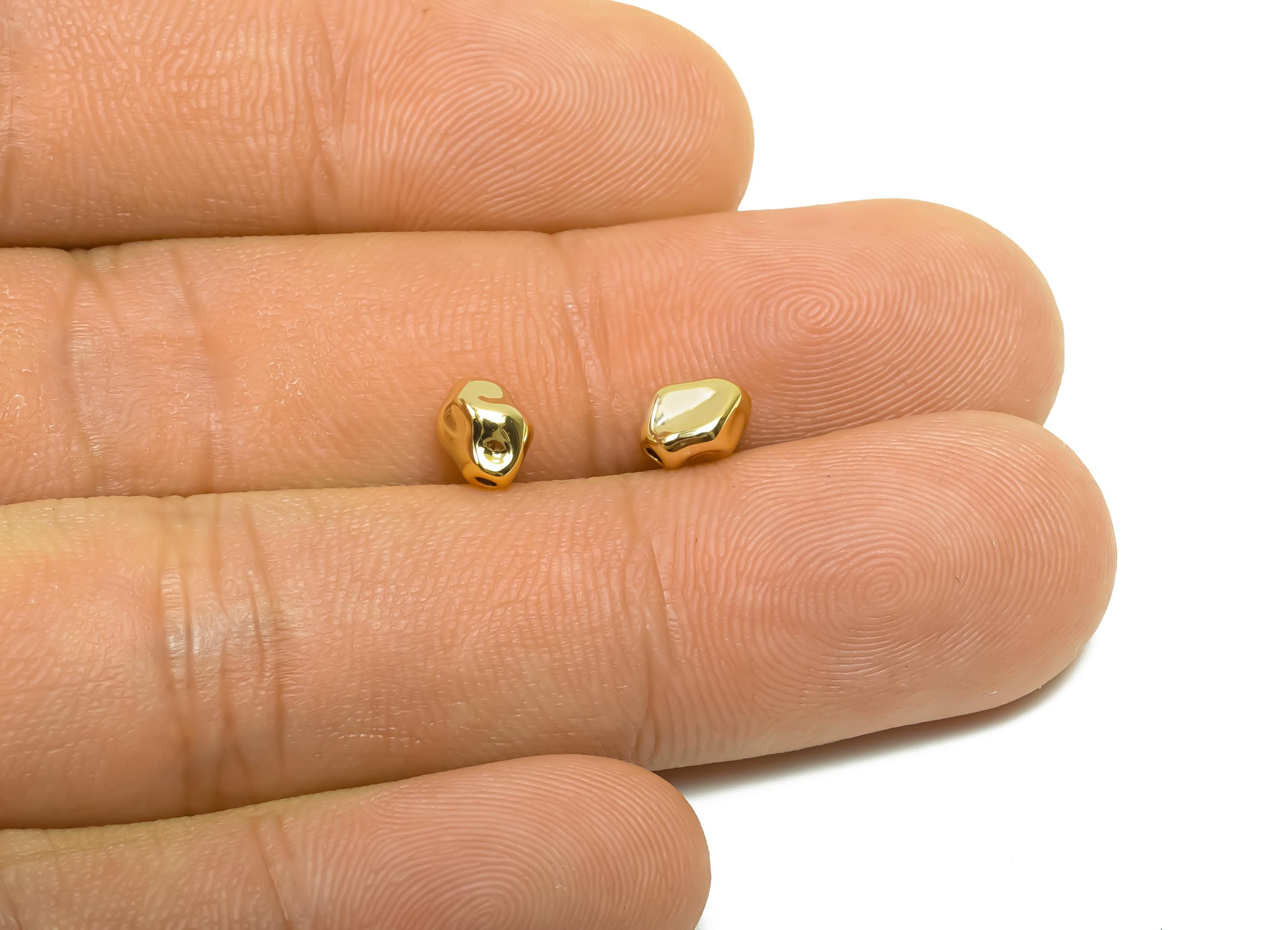 Brass Textured Earring Bead - Brass Irregular Bead Earring Charm - Beads Charm For Bracelet - 18K Real Gold Plating - 6.43x5x4mm - RGP8326 - DOMEDBAZAAR