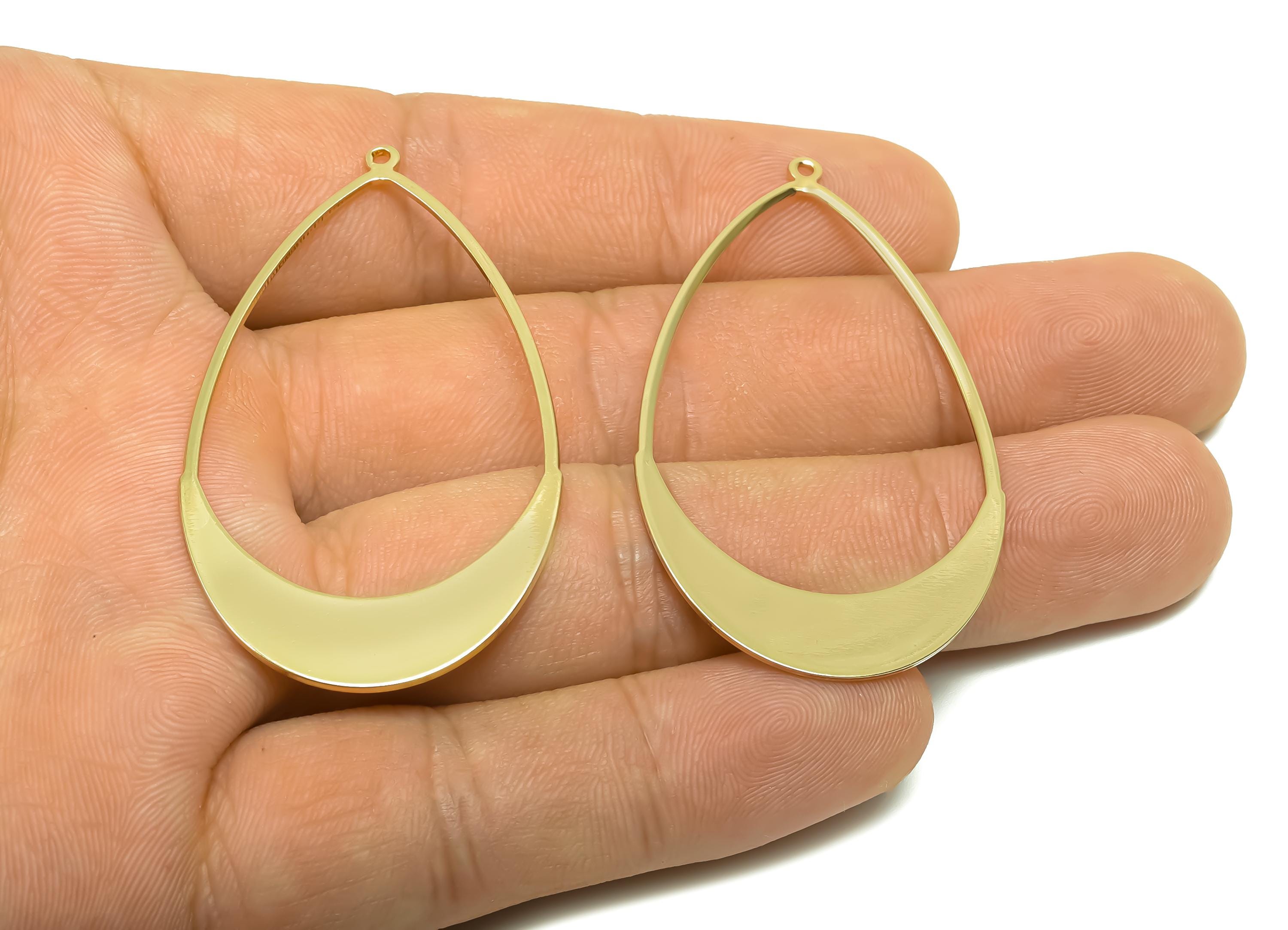 Brass Drop Earring Charm - Brass Teardrop Earring Charm - Brass Geometry Pendant - 18K Real Gold Plating - 53.1x30.8x1.13mm - RGP8345 - DOMEDBAZAAR