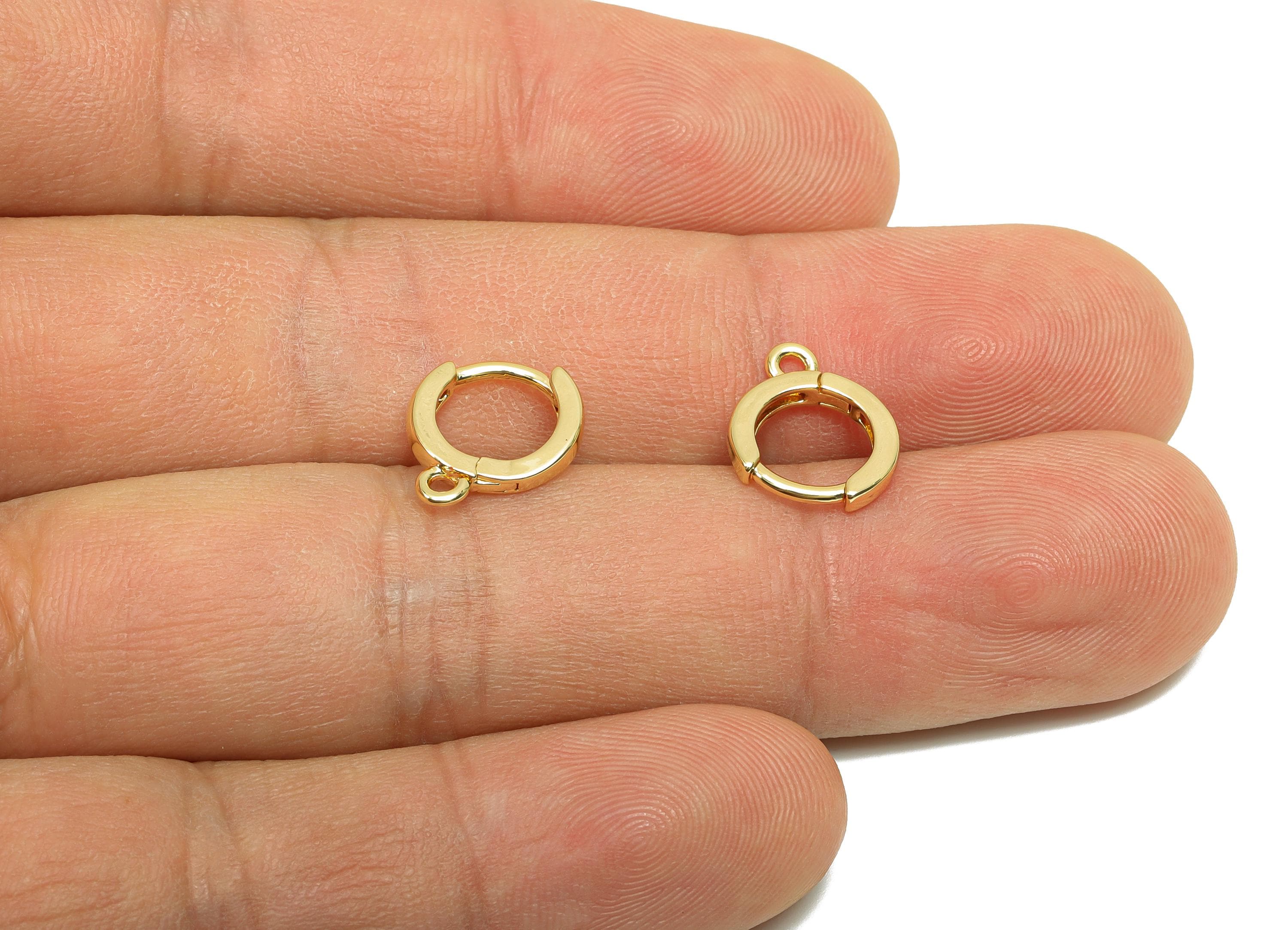 Brass Mini Hoop Earring - Brass Round Huggie Hoop Earring - Brass Hoop Earring With Loop - 18K Real Gold Plating - 12.7x10.2x1mm - RGP8201 - DOMEDBAZAAR