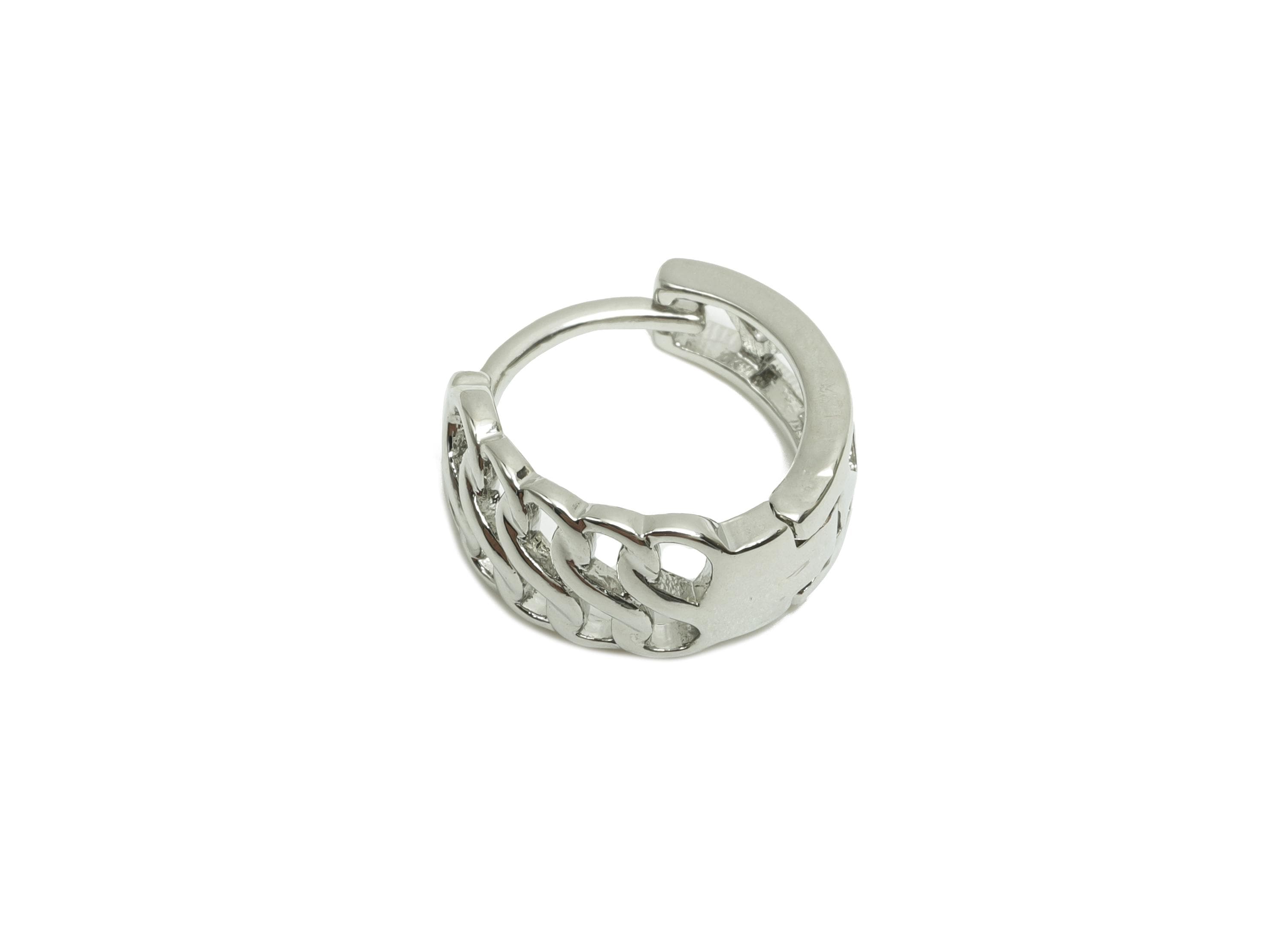 Brass Huggie Hoop Earring - Brass Hollow Hoop Clasp Earring - Silver Hoop Earring - 18K Real Silver Gold Plating - 13x6.96x1.81mm - RGP8215 - DOMEDBAZAAR