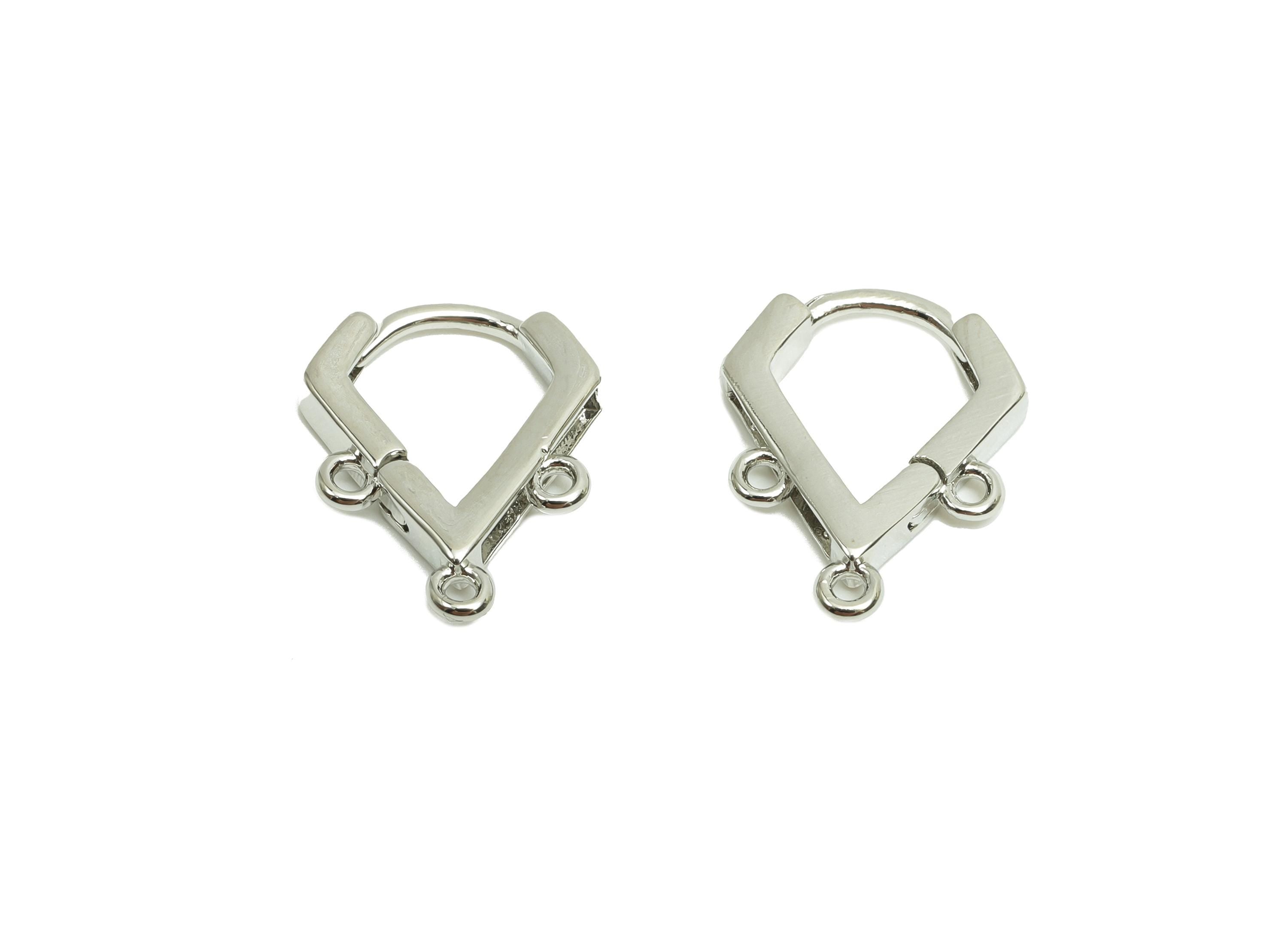 Brass Huggie Hoop Earring - Brass Triangle Hoop Clasp Earring - Hoop Earring For Tassel - 18K Real Silver Gold Plating - 14x11x1mm - RGP8218 - DOMEDBAZAAR