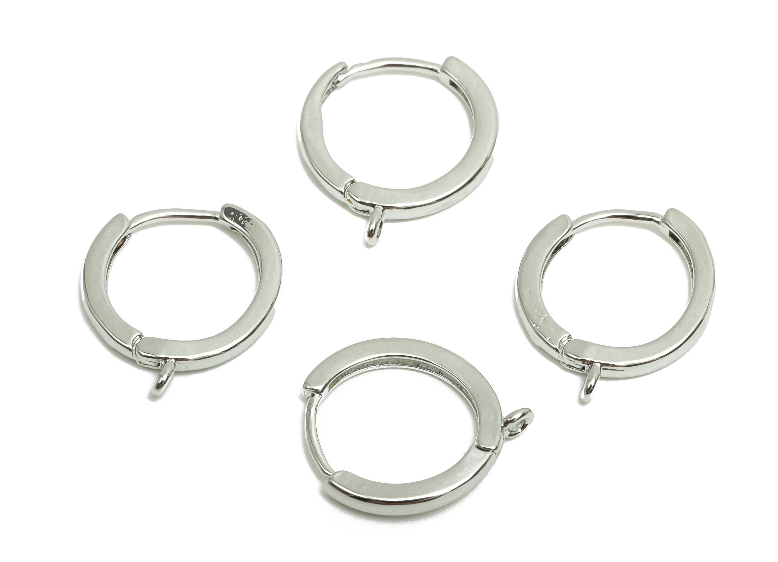 Brass Huggie Hoop Earring - Brass Hoop Clasp Earring - Geometry Hoop Earring With Loop - 18K Real Silver Gold Plating - 12x11x1mm - RGP8219 - DOMEDBAZAAR