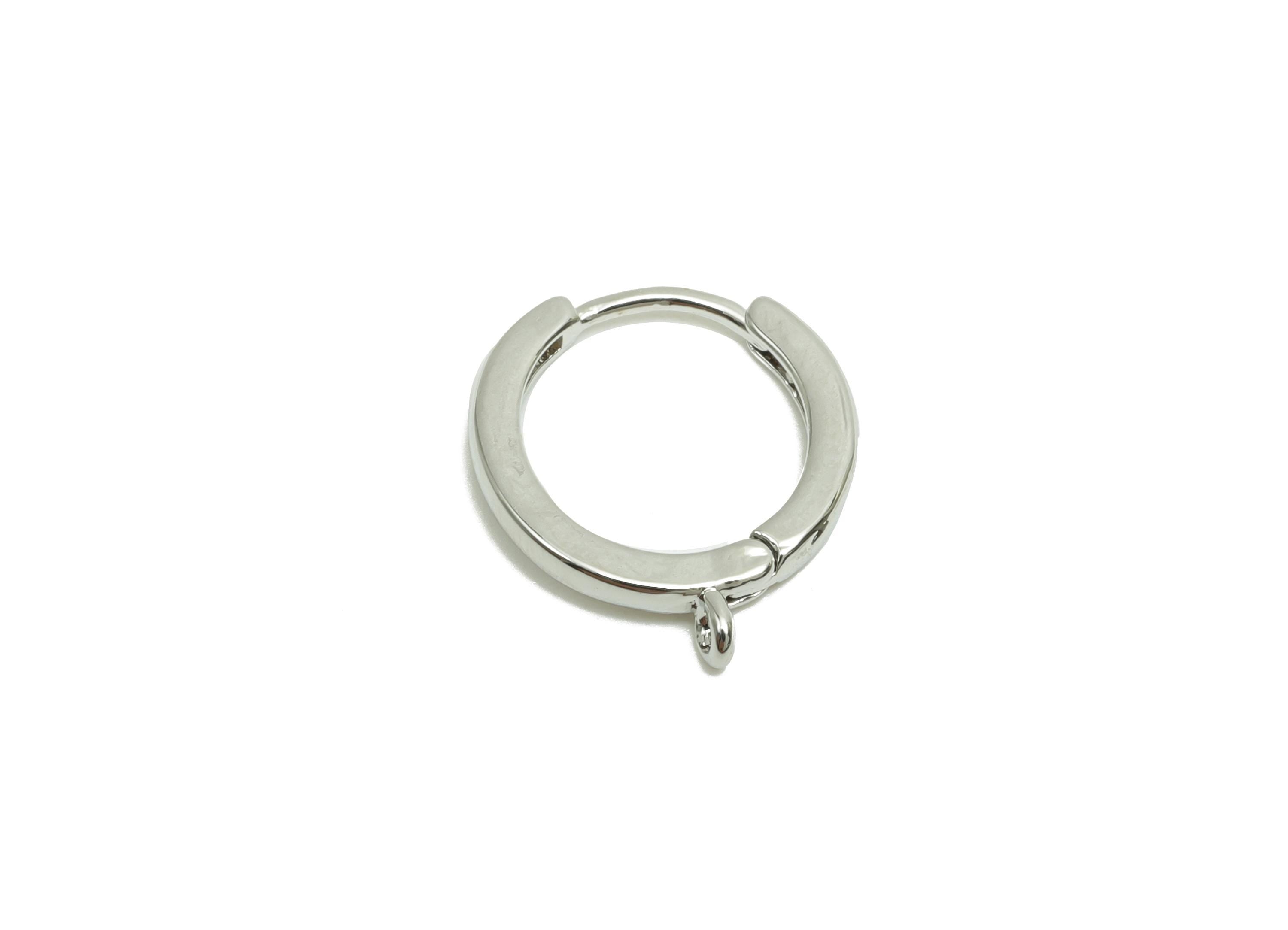 Brass Huggie Hoop Earring - Brass Hoop Clasp Earring - Geometry Hoop Earring With Loop - 18K Real Silver Gold Plating - 12x11x1mm - RGP8219 - DOMEDBAZAAR