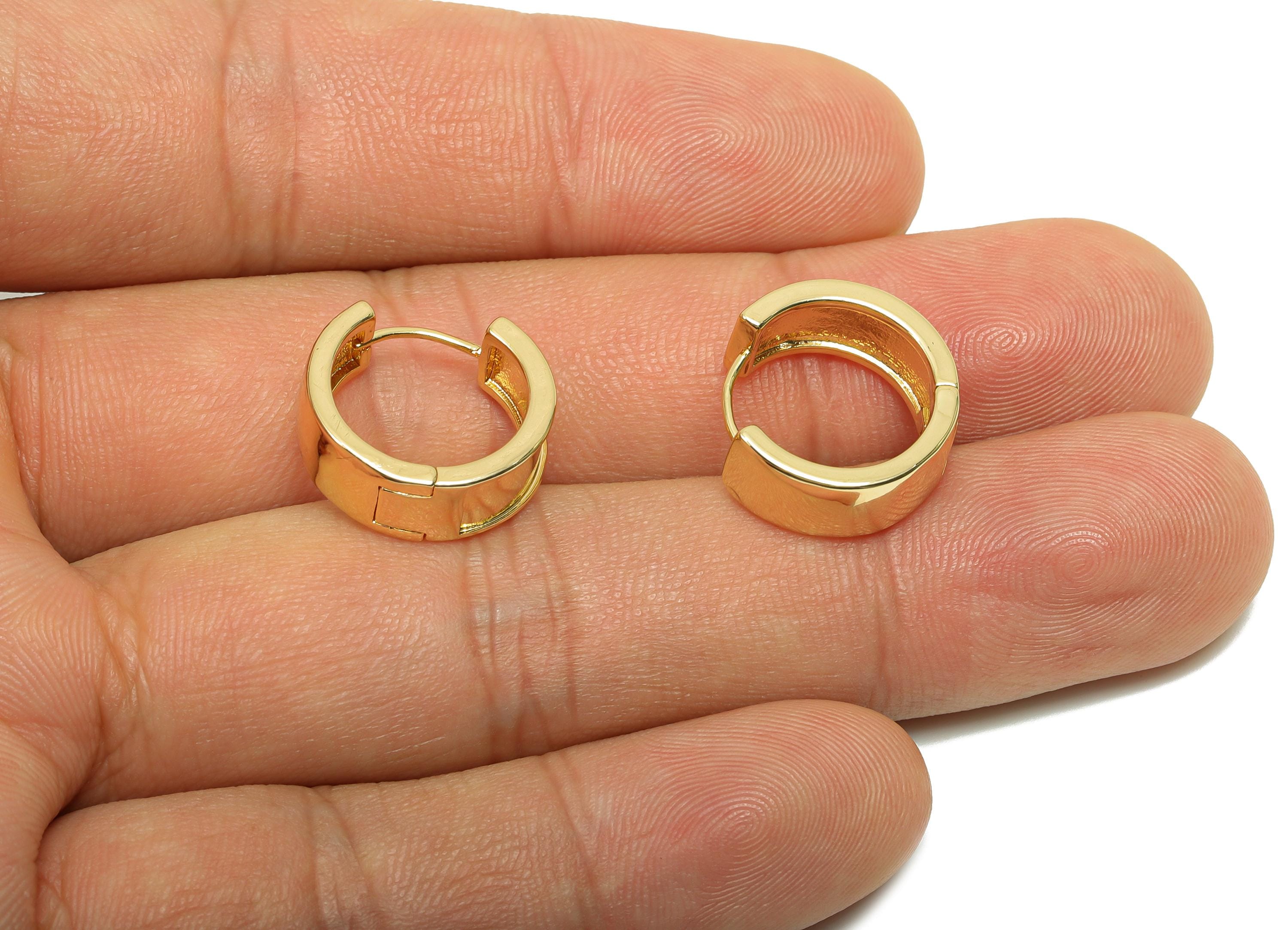 Brass Huggie Hoop Earring - Brass Round Huggie Hoop Earring - Brass Wide Hoop Earring - 18K Real Gold Plating - 15.5x15.2x6.13mm - RGP8209 - DOMEDBAZAAR