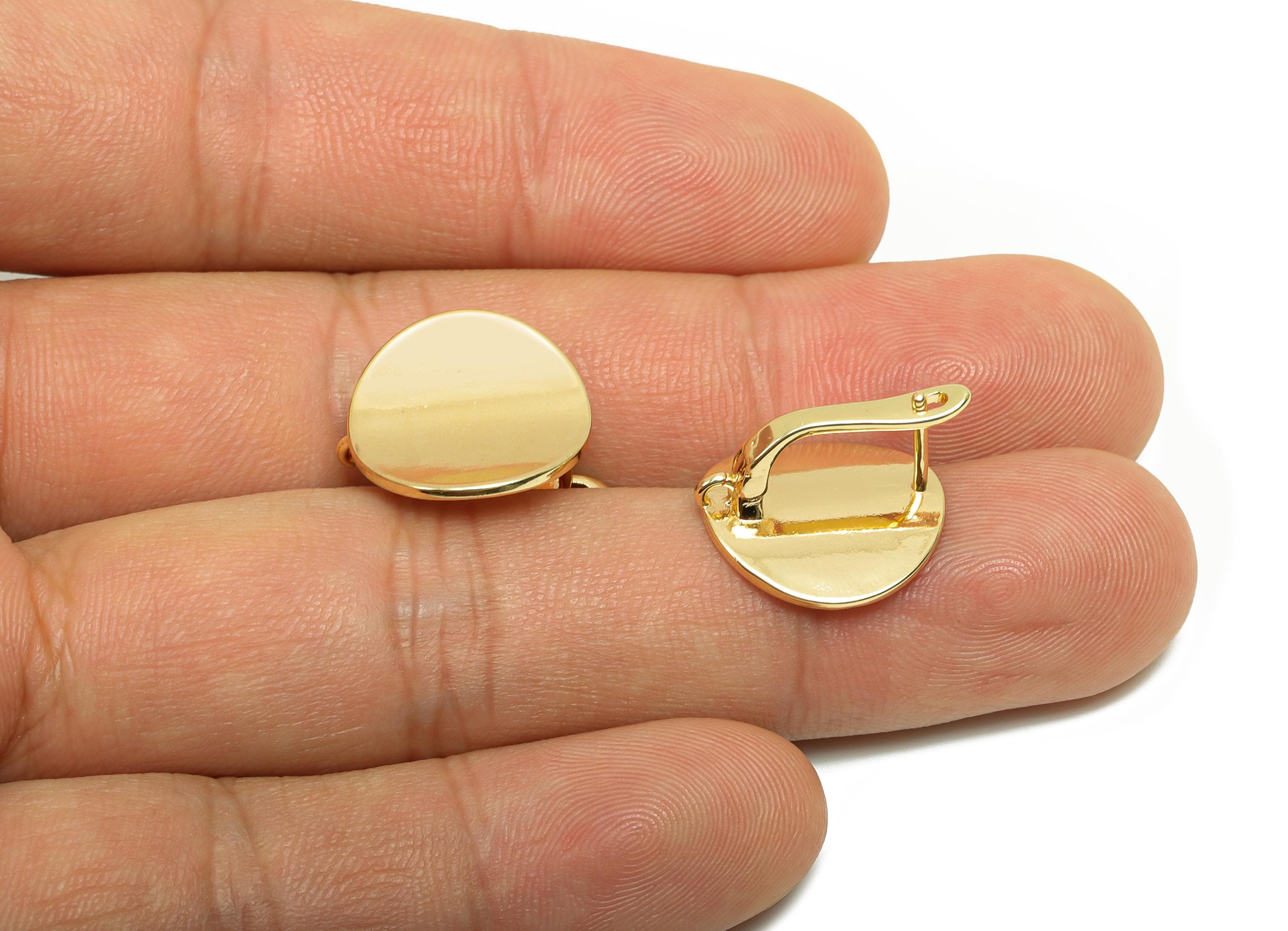 Brass Round Hoop Earring - Brass Bent Round English Lock Earring - Circle Hoop Earring With Loop - 18K Real Gold Plating - 17x15x9mm-RGP8213 - DOMEDBAZAAR