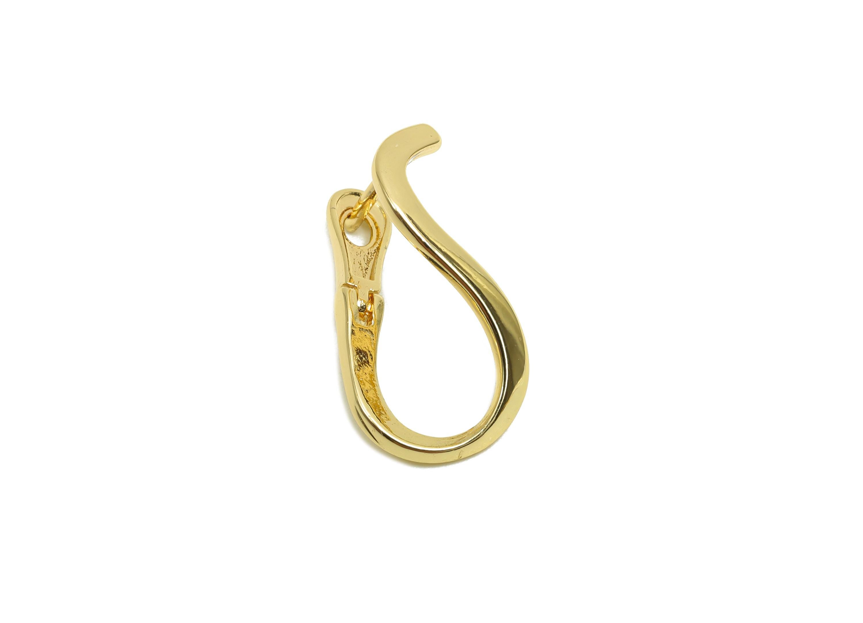 Brass Wavy English Lock Earring - Brass Hoop English Lock Earring - Distortion Hoop English Lock - 18K Real Gold Plating - 18x10x4mm-RGP8189 - DOMEDBAZAAR
