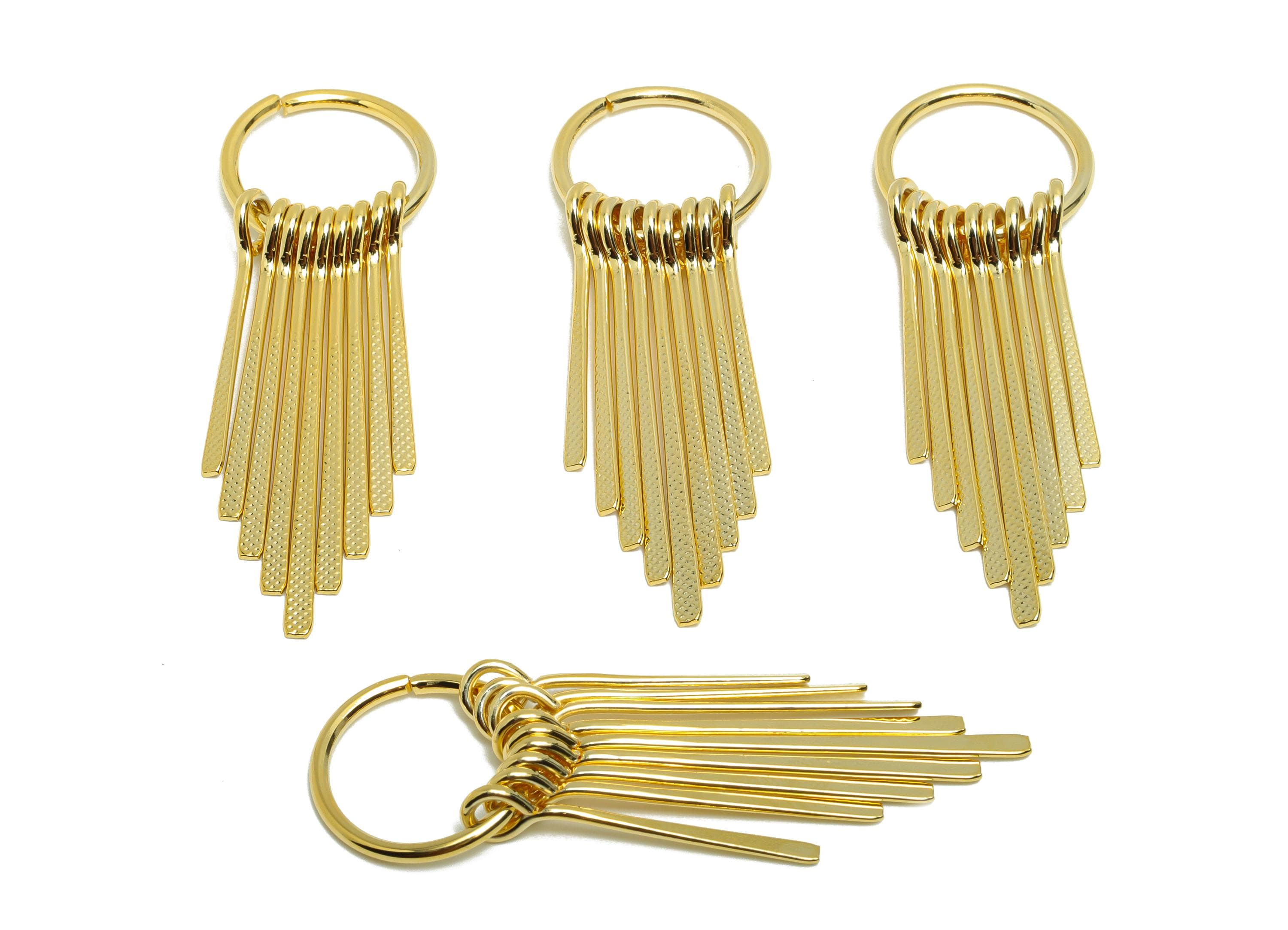 Brass Round Fringe Charm - Circle Spiral Fringe Charm for Earring - Gold Hammered Pendant - 18K Real Gold Plating - 54x17.5x5.3mm - RGP8758 - DOMEDBAZAAR