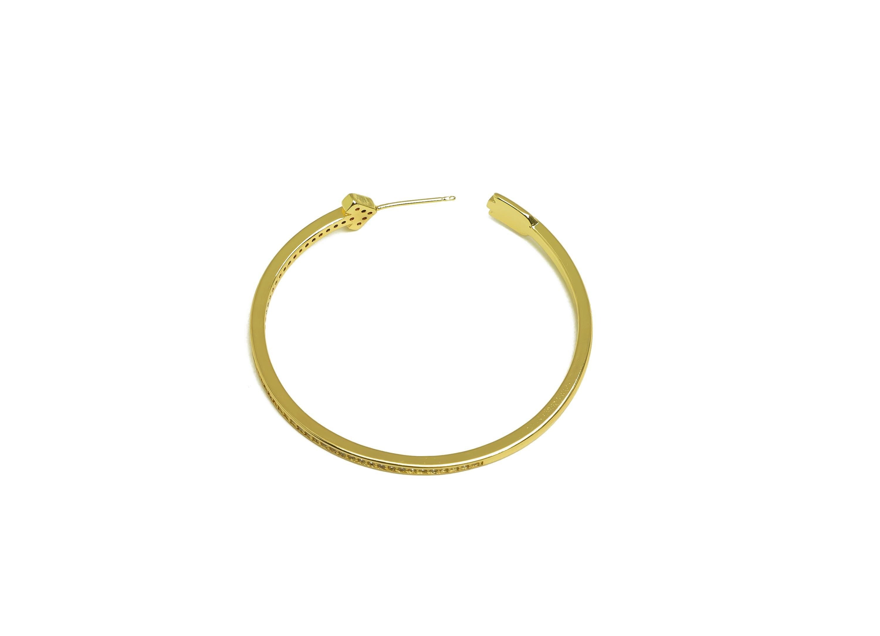 Brass Circle C Hoop Ear - Gold Zircon Arrow Earring Stud - CZ Arrow Hoop Earring Post - 18K Real Gold Plating - 49.19x49.19x2.43mm - RGP8002 - DOMEDBAZAAR