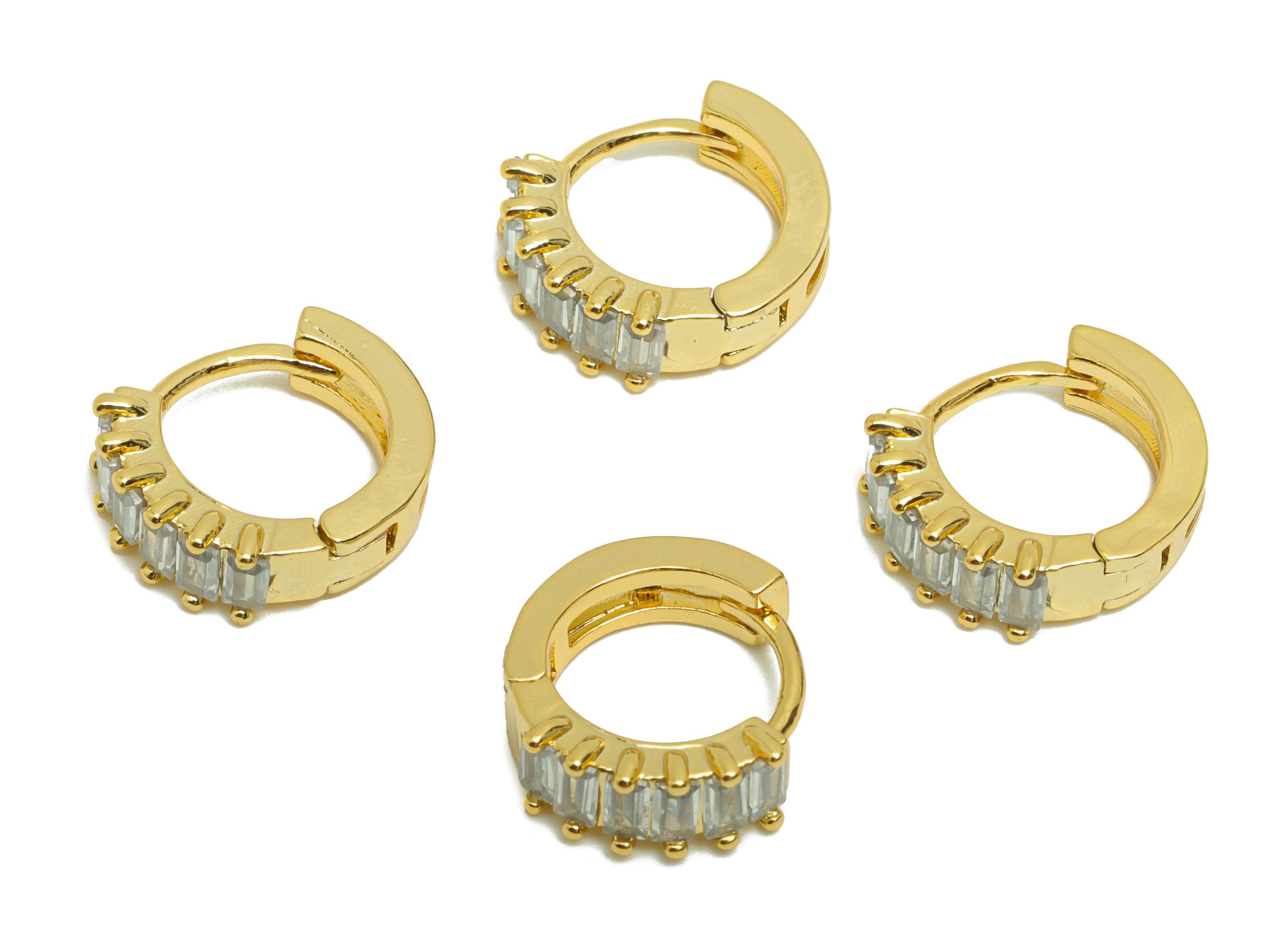 Brass Huggie Hoop Earring - Gold Zircon Earring for Women - Tiny Daily Wear Earring Clasp - 18K Real Gold Plating - 11.5x10.2x4mm - RGP8782 - DOMEDBAZAAR
