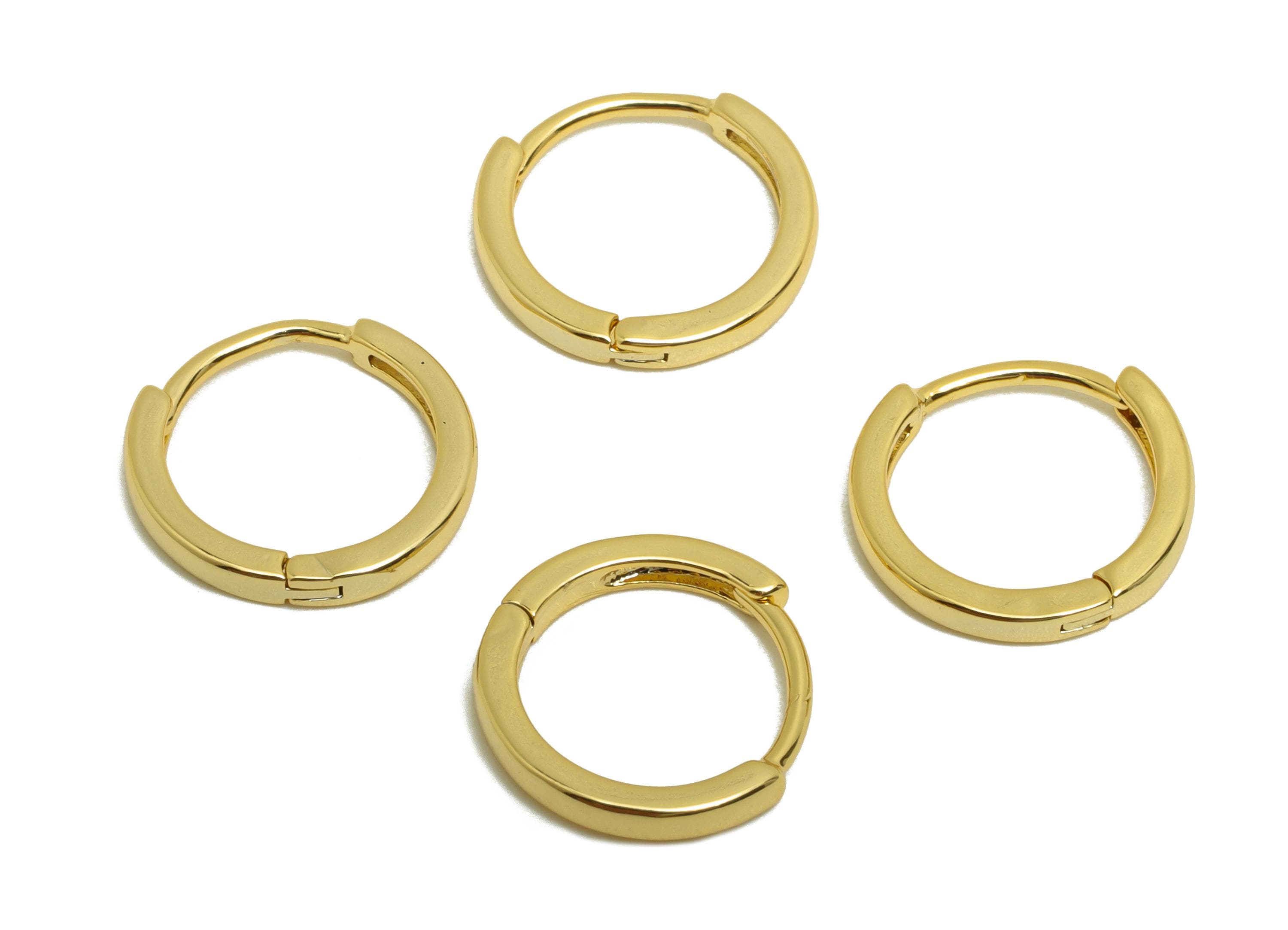 Brass Circle Huggie Earring - Gold Round Earring for Women - Minimalist Daily Wear Earring - 18K Real Gold Plating -12x11.4x1.74mm - RGP8784 - DOMEDBAZAAR