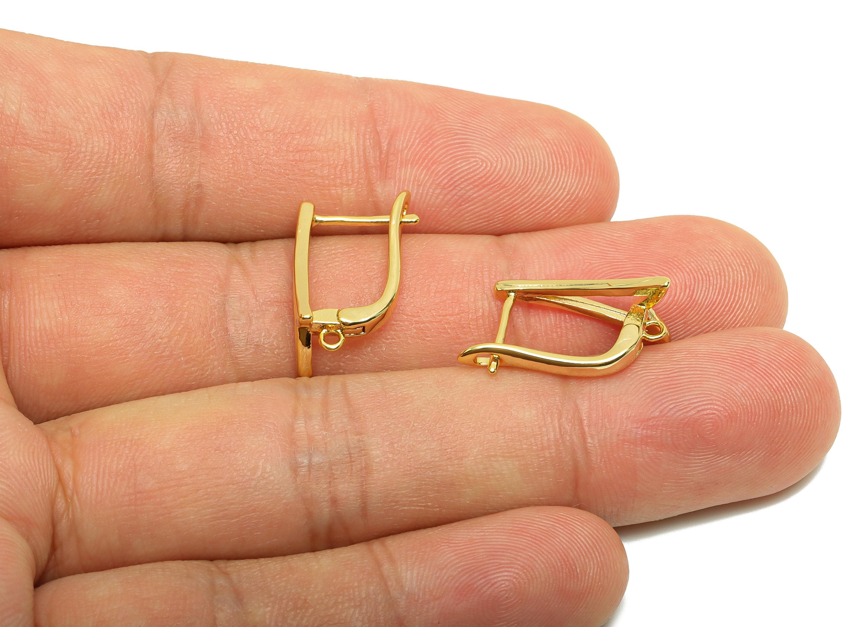 Gold English Lock Earring - For Women's Huggie U Earring - Brass Arrow Daily Wear Hoop Ear - 18K Real Gold Plating - 18x9.3x10.5mm - RGP8802 - DOMEDBAZAAR