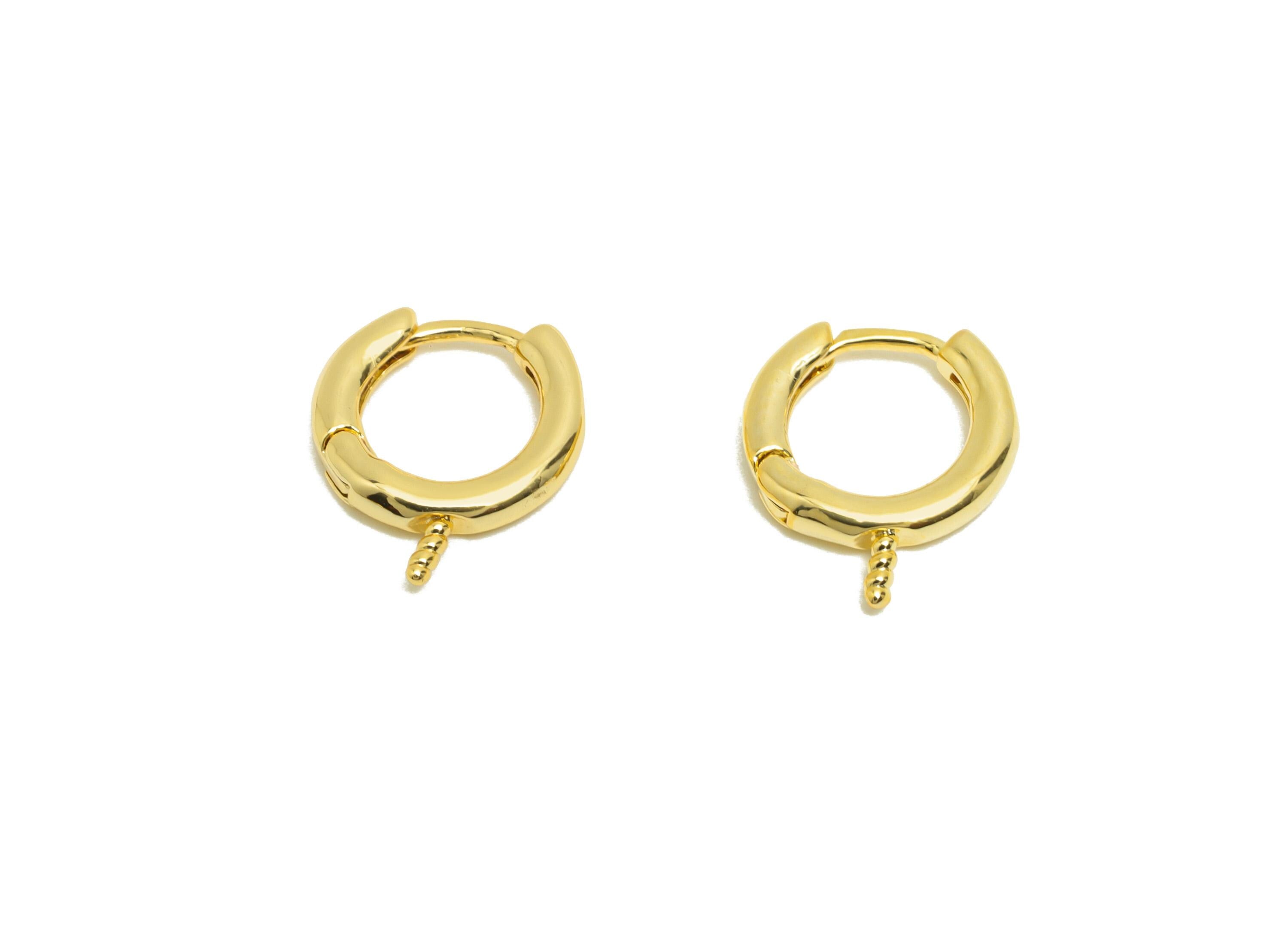 Brass Tiny Hoop Earring - Gold Huggie Setting Earring for Girls- Mini Daily Wear Earring - 18K Real Gold Plating - 14x12x2.1mm - RGP8806 - DOMEDBAZAAR