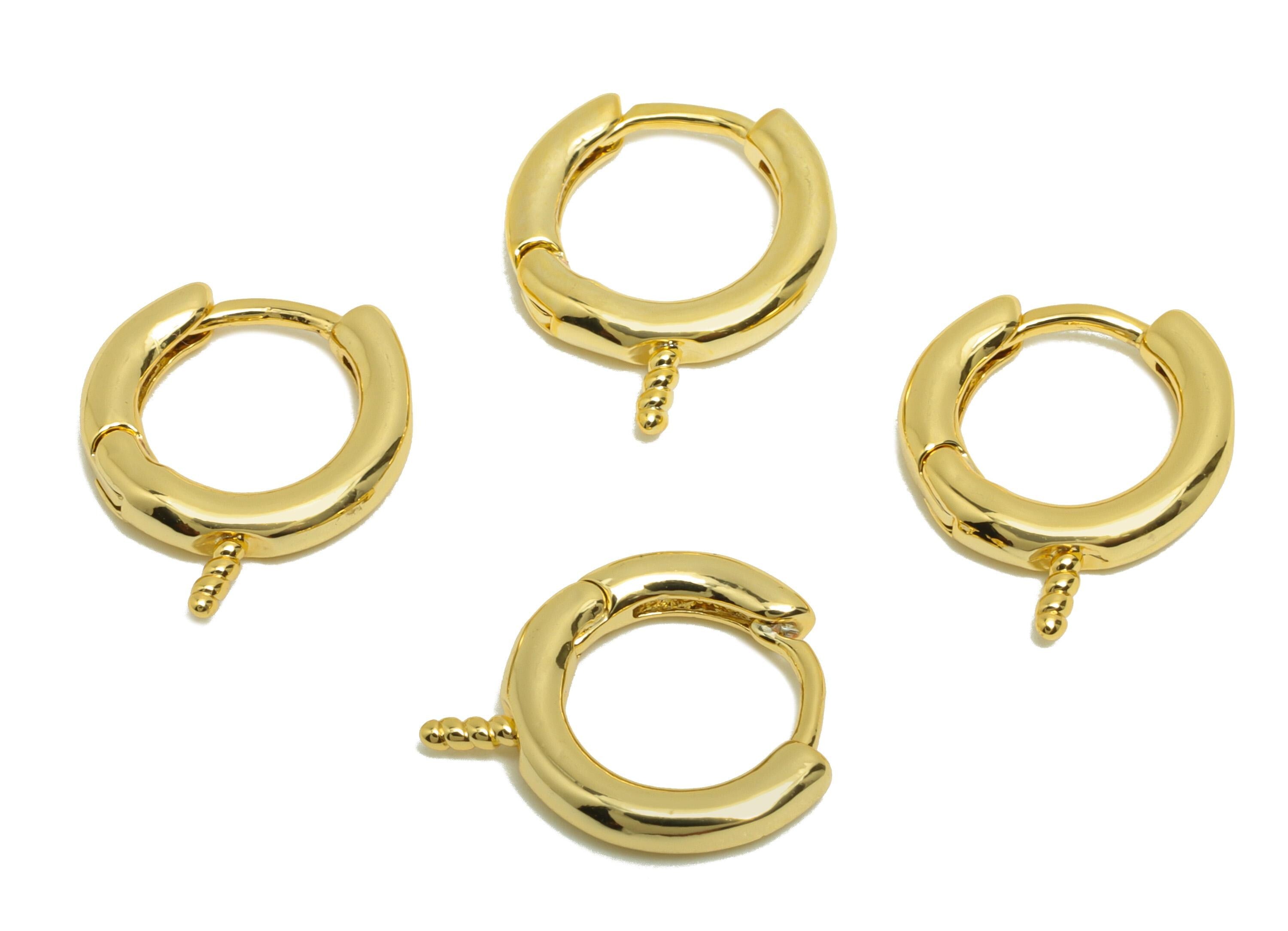 Brass Tiny Hoop Earring - Gold Huggie Setting Earring for Girls- Mini Daily Wear Earring - 18K Real Gold Plating - 14x12x2.1mm - RGP8806 - DOMEDBAZAAR