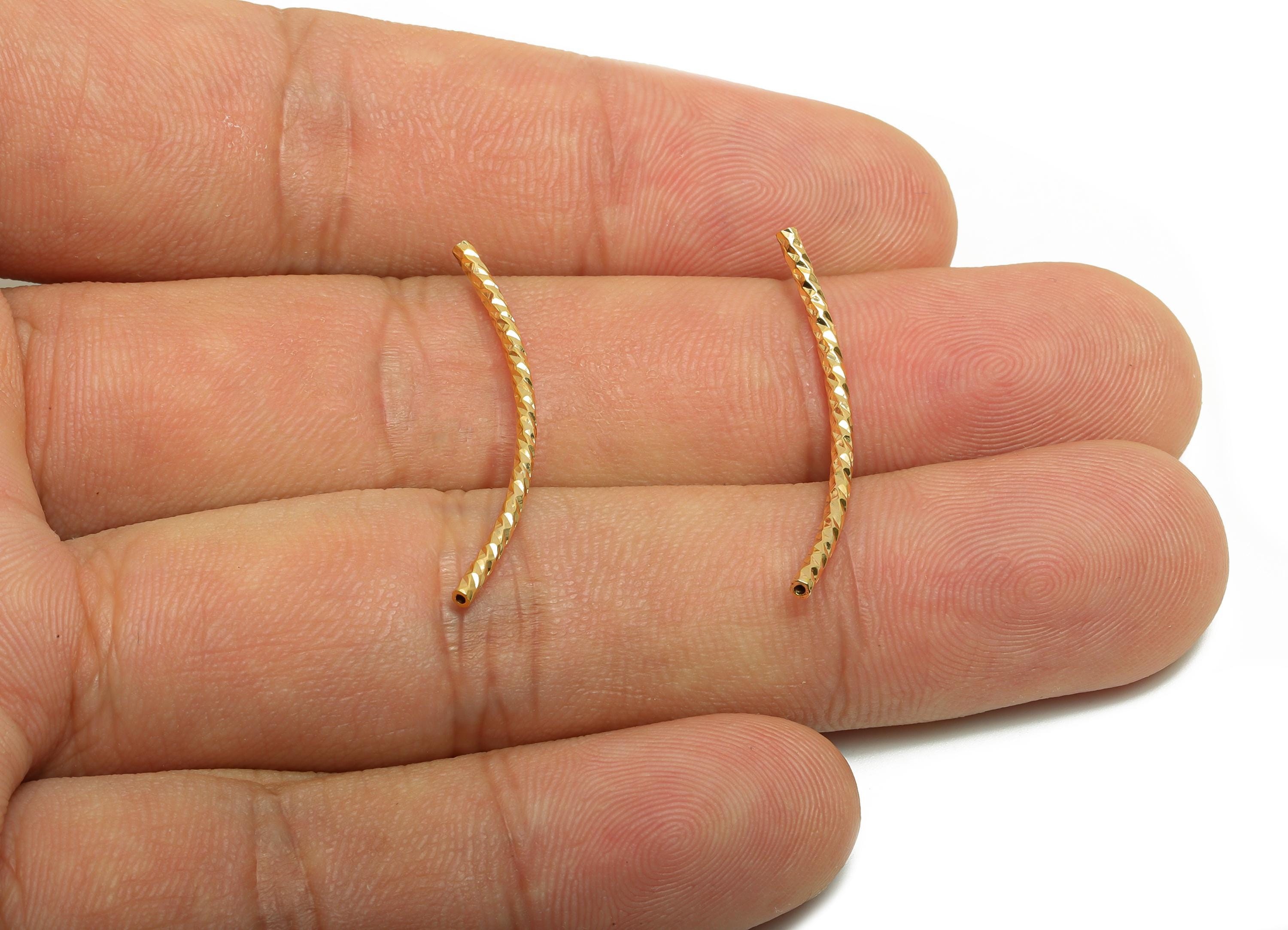 1.5*30 Twisted Chain Links Tube - Brass Textured Pipes for Tubes - Gold Twisted Chain Parts - 18K Real Gold Plated - 30x1.5x1.5mm - RGP10198 - DOMEDBAZAAR