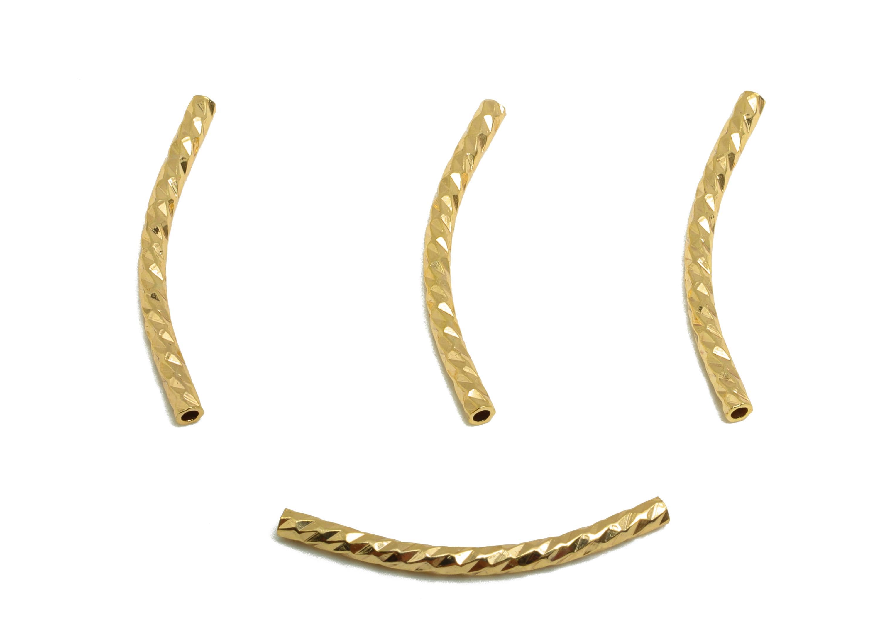 1.5*35 Twisted Chain Links Tube - Brass Textured Pipes for Tubes - Gold Twisted Chain Parts - 18K Real Gold Plated - 34x1.5x1.5mm - RGP10196 - DOMEDBAZAAR