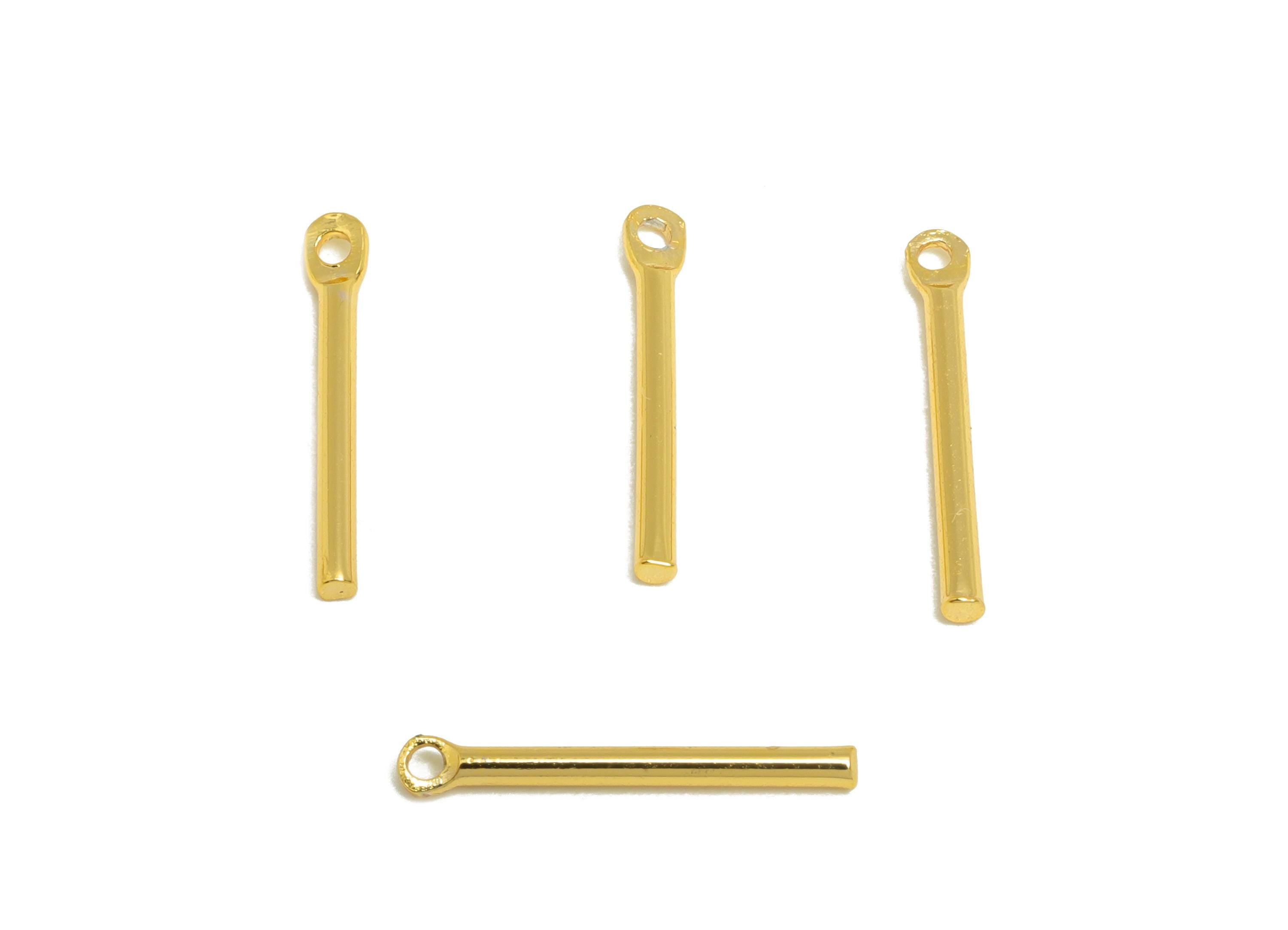1.2*14mm Stick Earring Charm - Brass Minimalist Gold Bar Pendant - Bar Necklace Charms - Gold Jewelry- 18K Real Gold Plating - RGP10210 - DOMEDBAZAAR