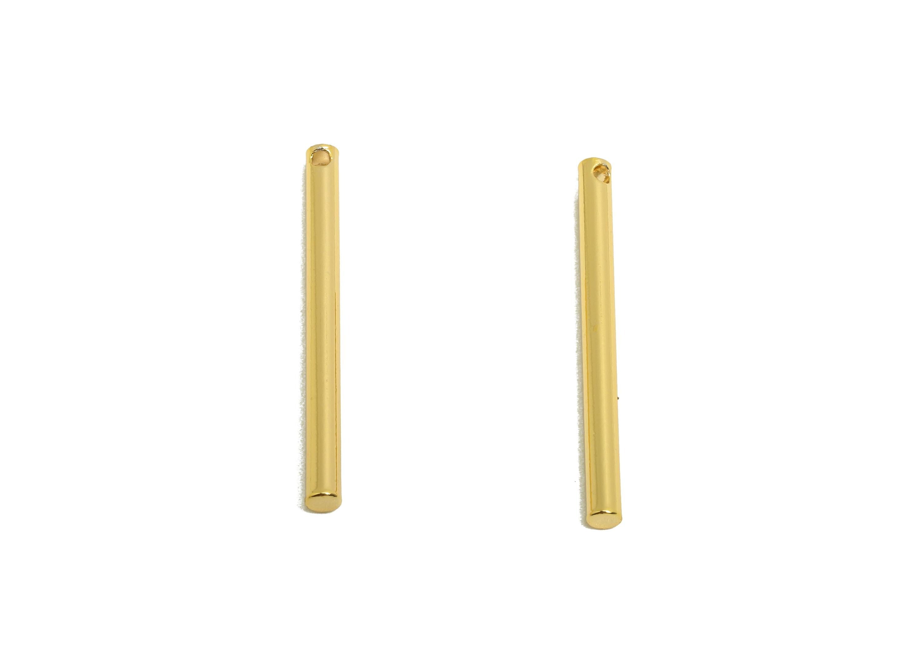 2.0*25mm Stick Earring Charm - Brass Minimalist Gold Bar Pendant - Bar Necklace Charms - Gold Jewelry- 18K Real Gold Plating - RGP10177 - DOMEDBAZAAR