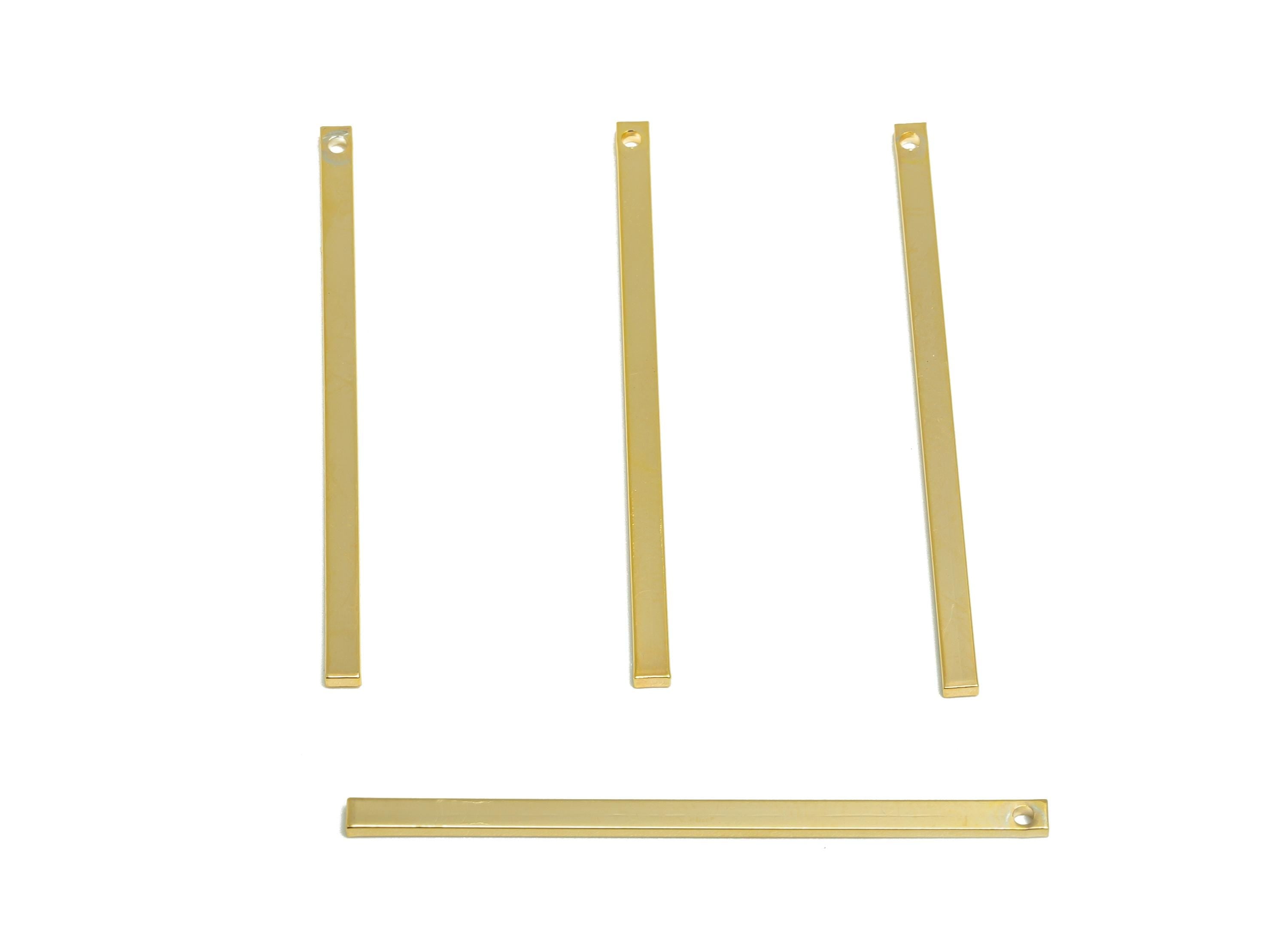2*1*40mm Rectangle Earring Charm - Brass Minimalist Gold Slim Bar Pendant - Bar Necklace Charm - Gold Jewelry- 18K Real Gold Plated-RGP10182 - DOMEDBAZAAR