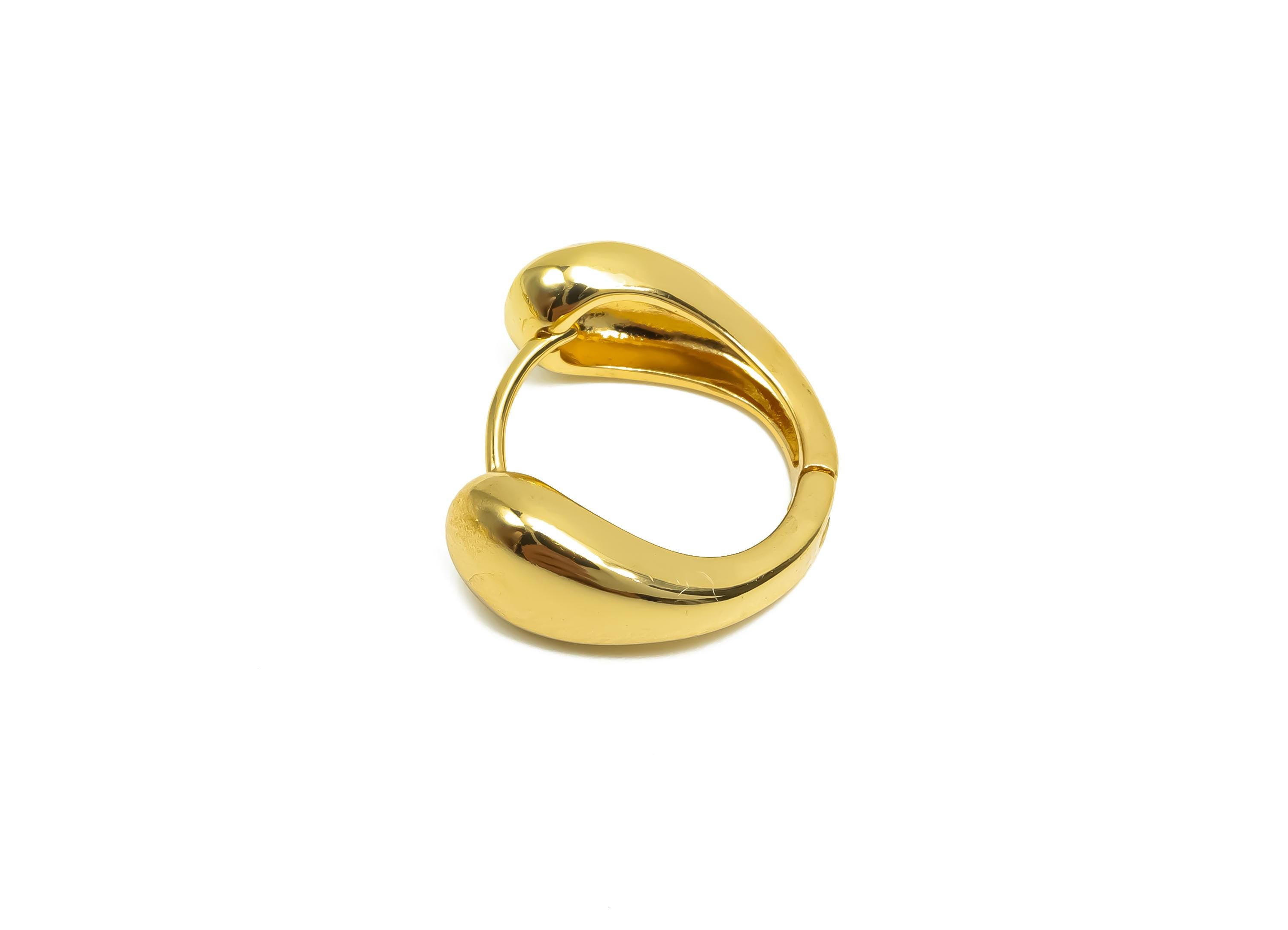 Brass Drop Hoop Earring - Jewelry For Women - Huggie Hoop Clasp Earring - Wedding Day - 18K Real Gold Plating Brass - 17x14x6mm - RGP8392 - DOMEDBAZAAR