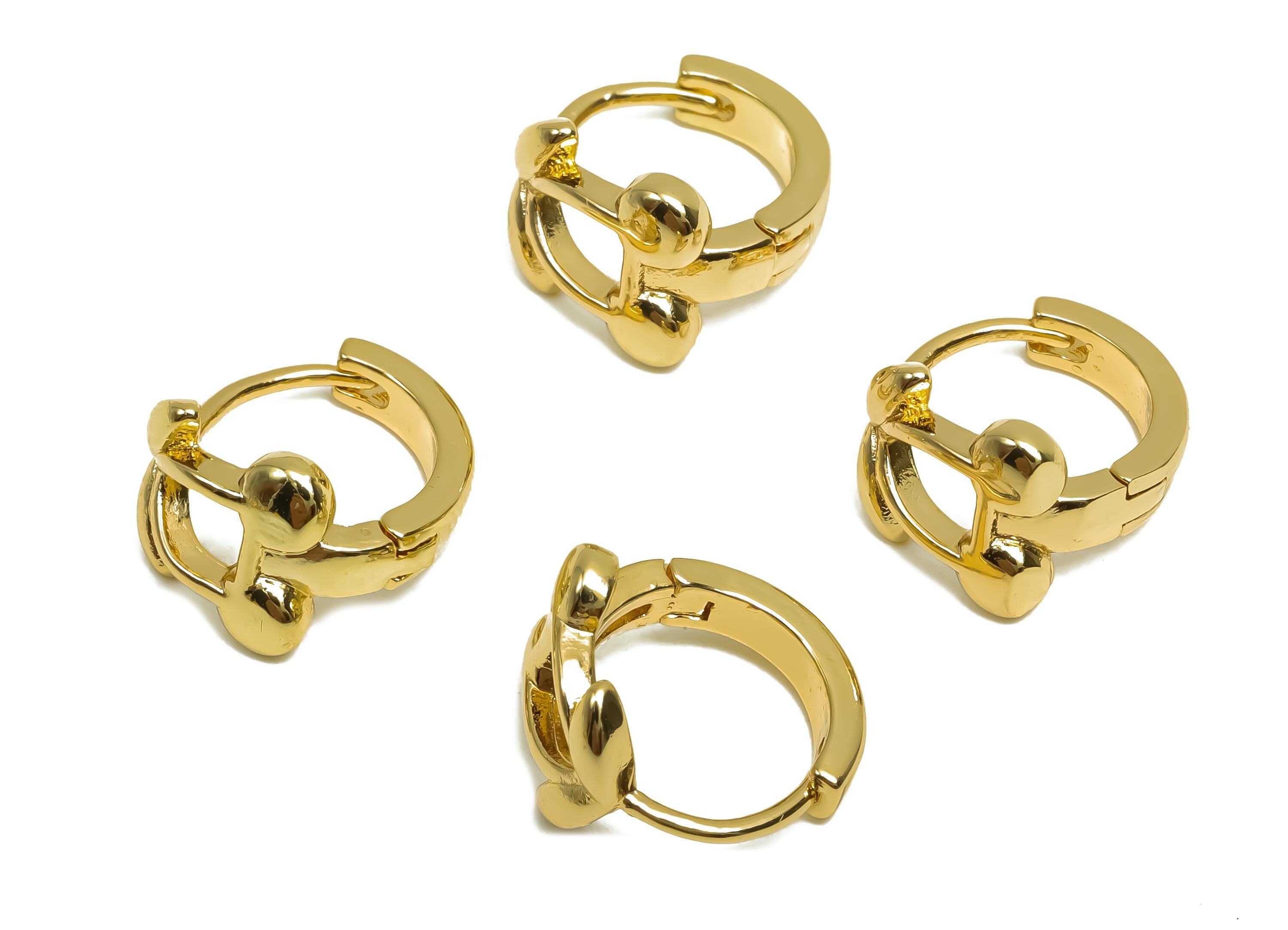 Cherry Hoop Earring - For Woman Earring - Huggie Hoop Earring - Brass Hoop Earring - 18K Real Gold Plating Brass - 12x11.5x8.6mm - RGP8379 - DOMEDBAZAAR