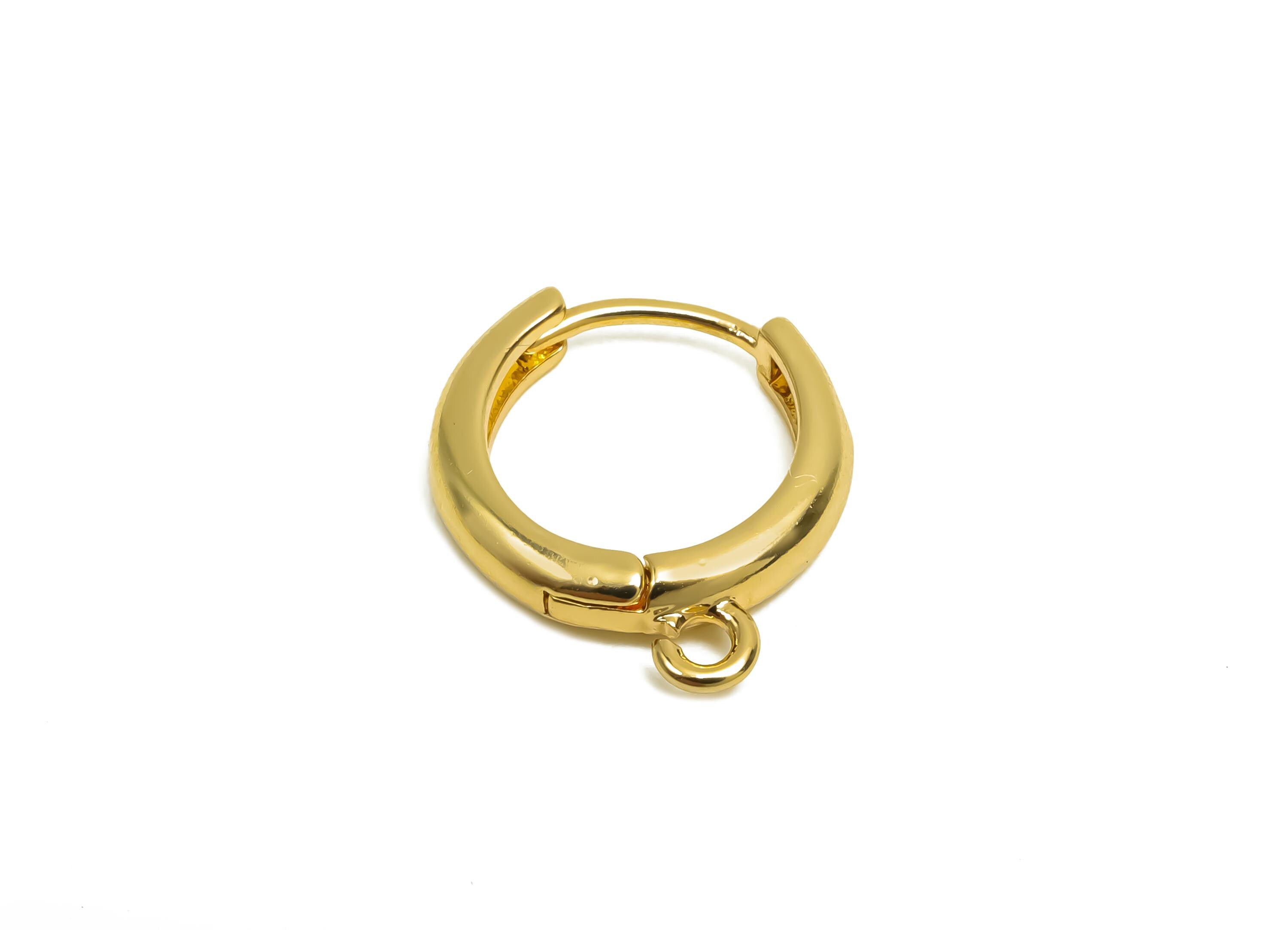 Brass Hoop Earring - Minimalist Gift For Her - Huggie Hoop Clasp Earring - Valentine's Day - 18K Real Gold Plating - 13x11x2mm - RGP8389 - DOMEDBAZAAR