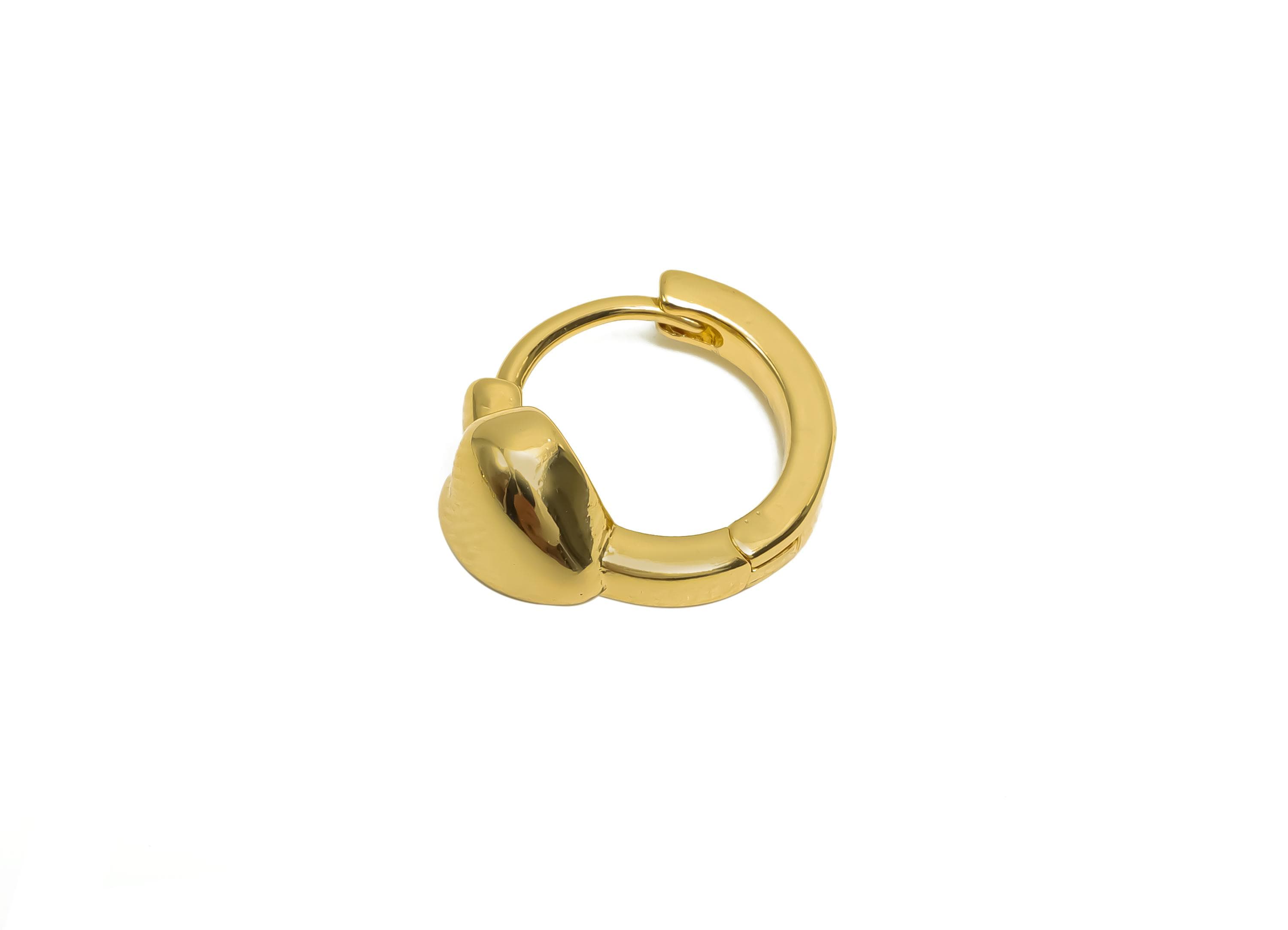 Brass Heart Hoop Earring - Jewelry For Women - Huggie Hoop Clasp Earring - Wedding Day - 18K Real Gold Plating Brass - 14.6x12x7mm - RGP8373 - DOMEDBAZAAR