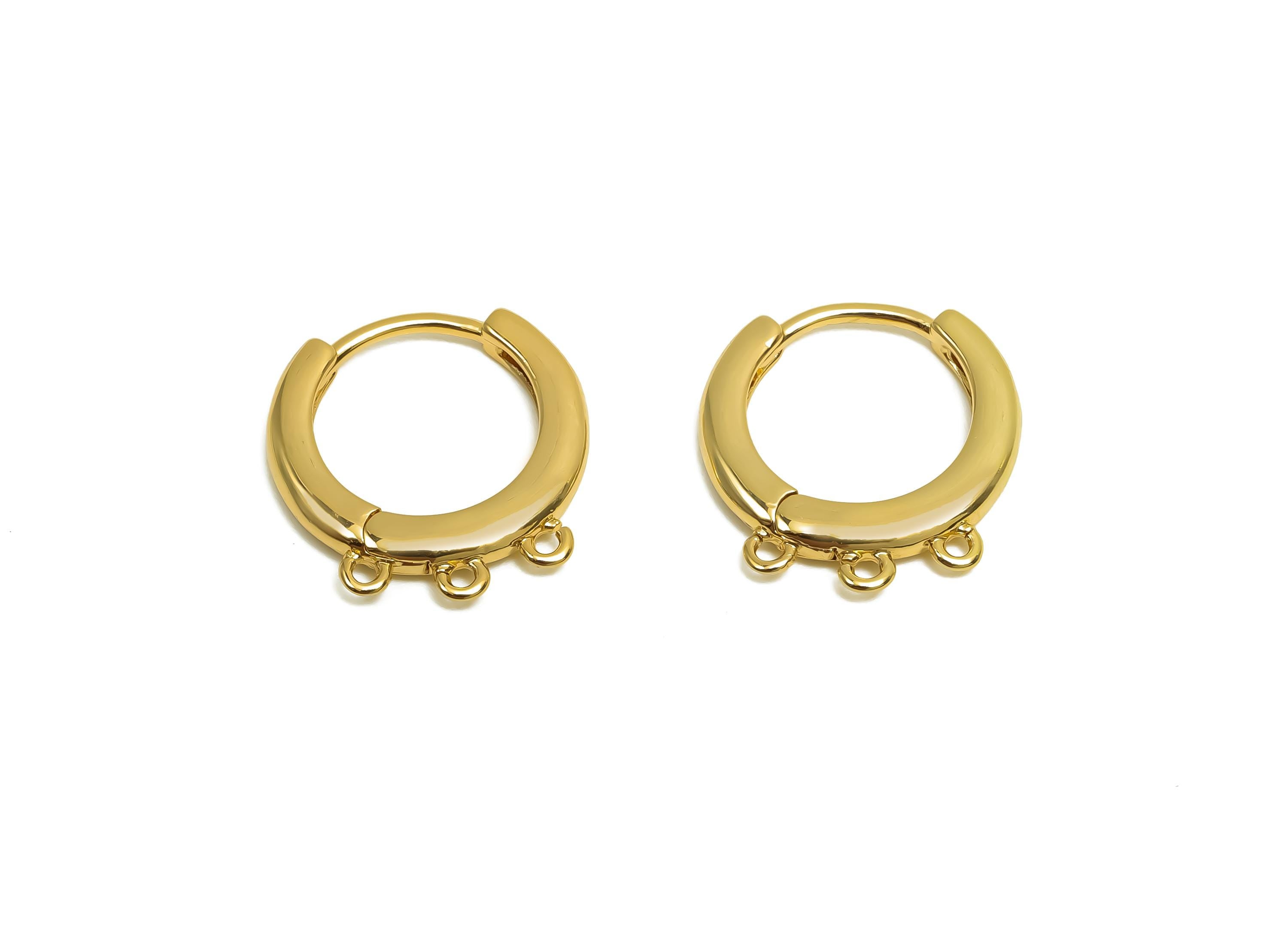 Brass Hoop Earring - Hoop Earring With Loop For Tassel - Huggie Clasp Earring - Valentine's Day - 18K Real Gold Plating -14x14x1mm- RGP8382 - DOMEDBAZAAR
