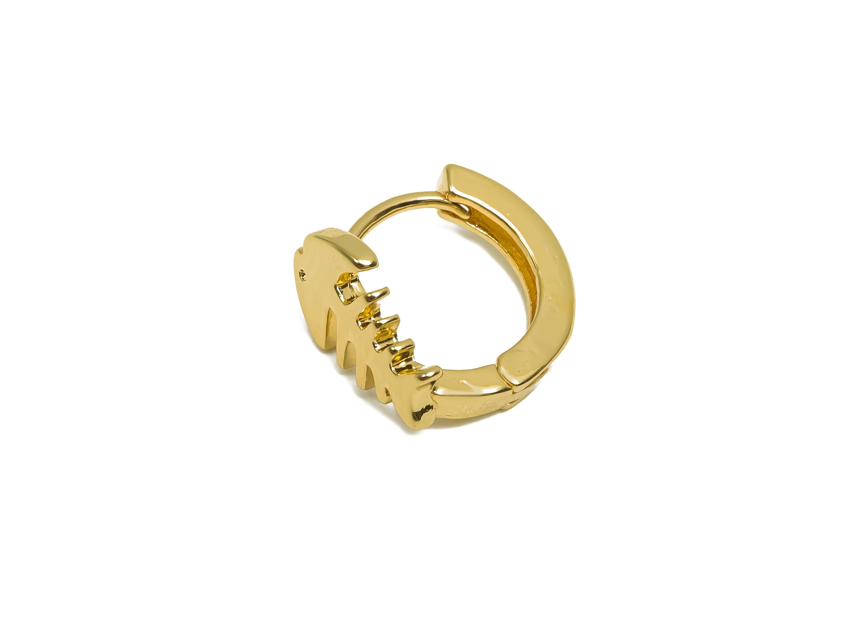 Brass Hoop Earring - Jewelry For Women - Brass Fish Huggie Hoop Earring - Party Day - 18K Real Gold Plating - 11.8x11.03x6.6mm - RGP8376 - DOMEDBAZAAR