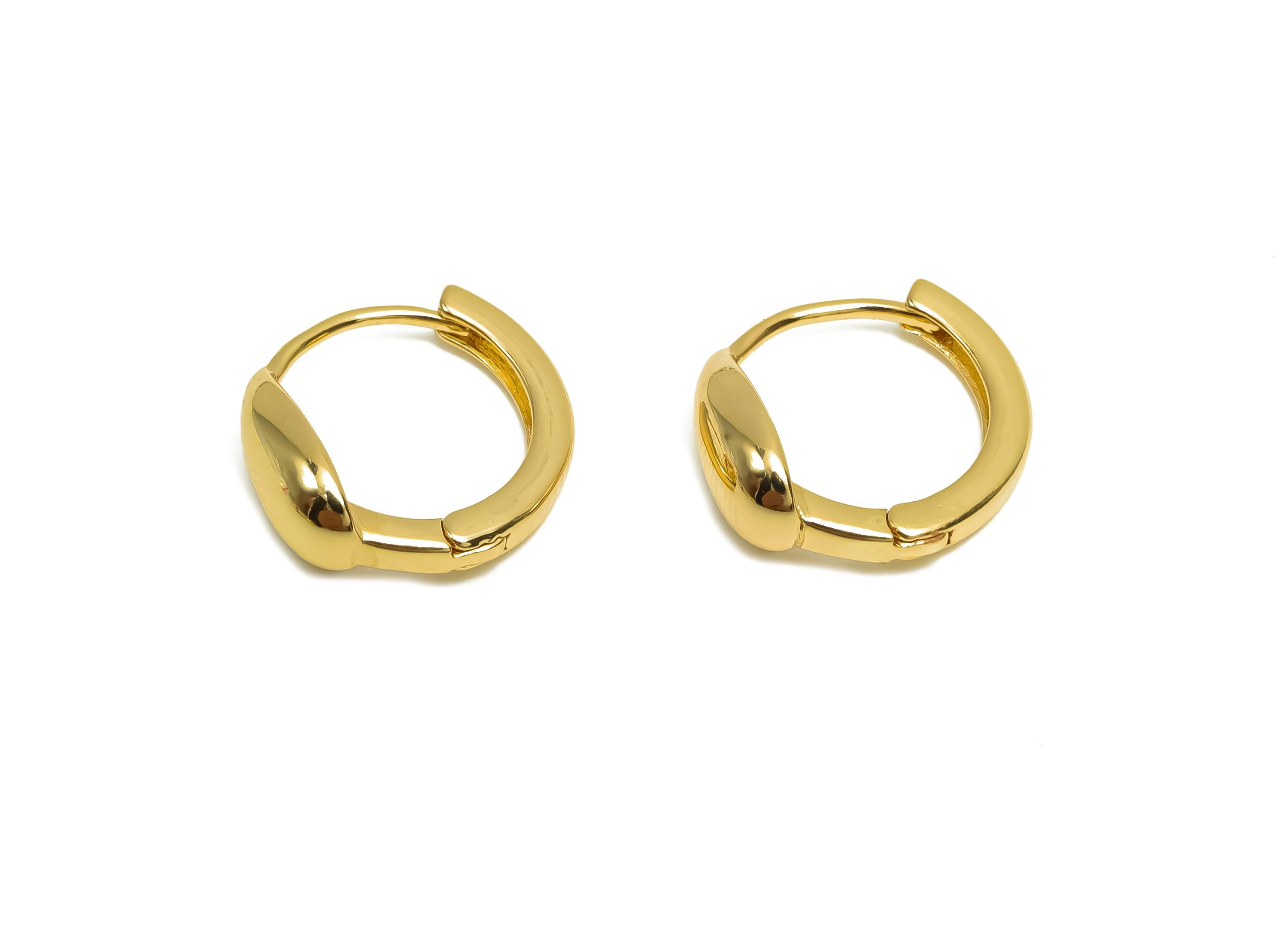 Brass Hoop Earring - Brass Teardrop Huggie Hoop Earring - Brass Drop Hoop Earring Clasp - 18K Real Gold Plating - 13.8x14.3x5.12mm- RGP8377 - DOMEDBAZAAR