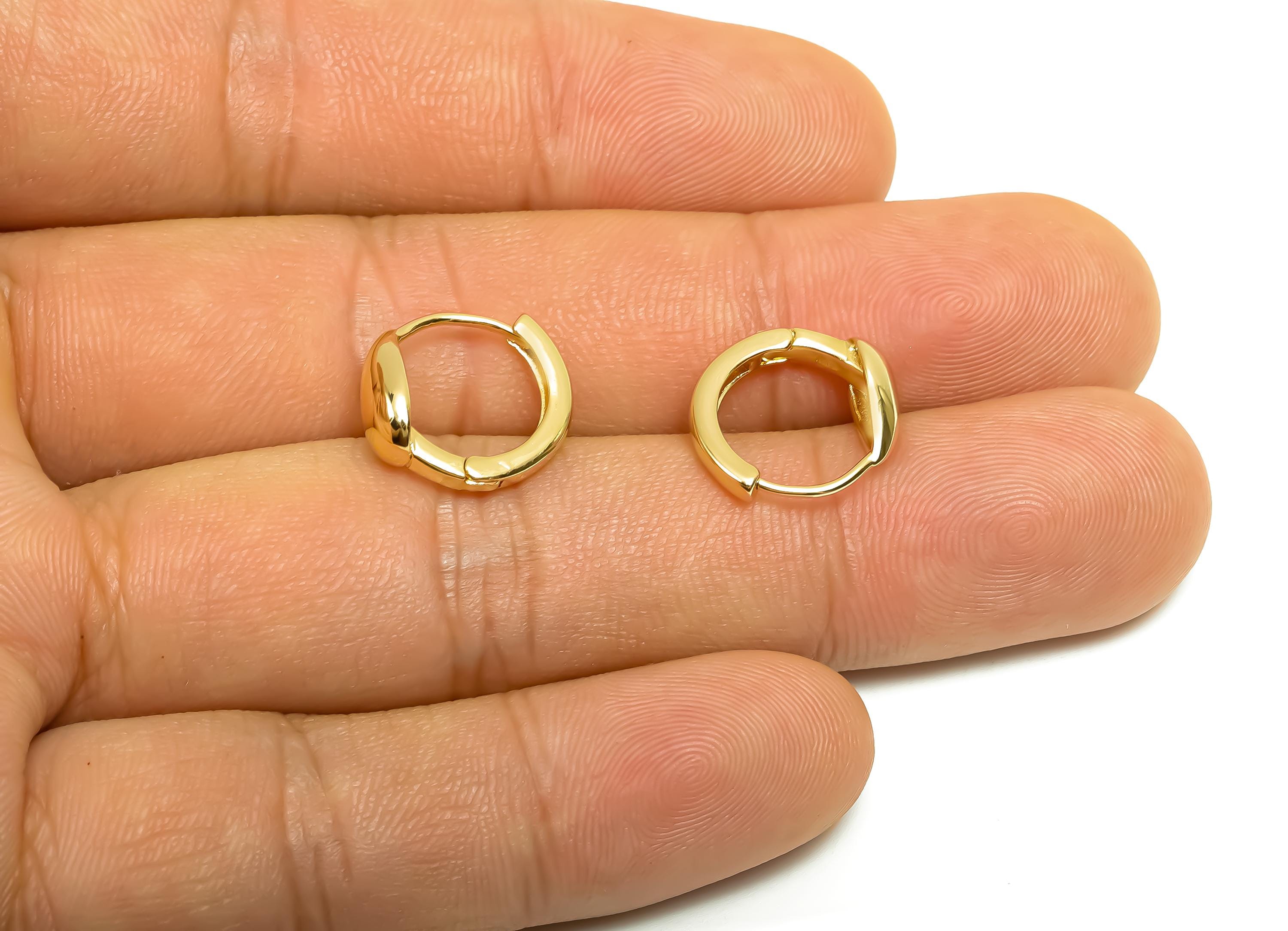 Brass Hoop Earring - Brass Teardrop Huggie Hoop Earring - Brass Drop Hoop Earring Clasp - 18K Real Gold Plating - 13.8x14.3x5.12mm- RGP8377 - DOMEDBAZAAR