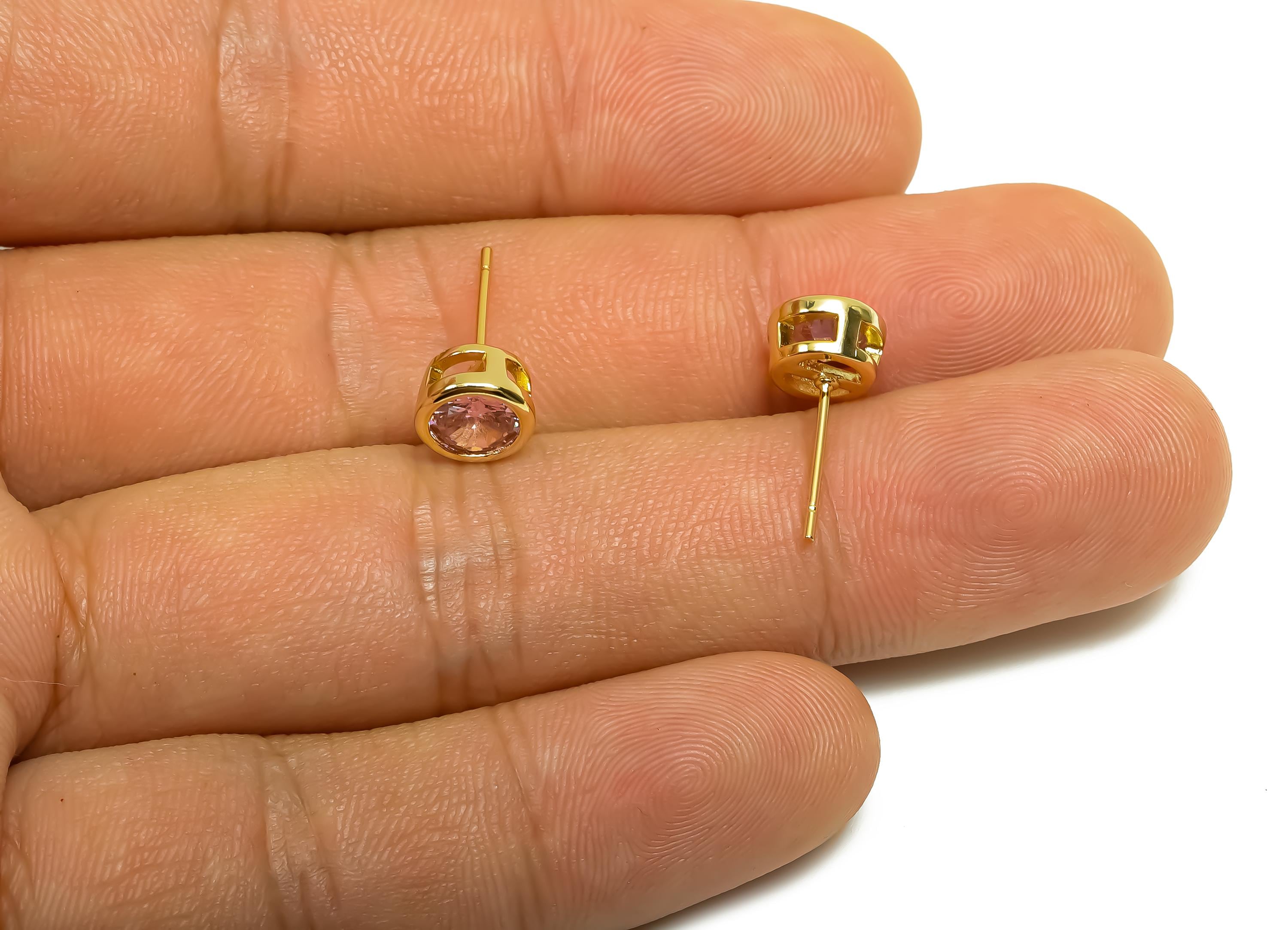 Brass CZ Earring Post - Brass D-Peridot Earring Stud - Brass Cubic Zircon Earring Post - 18K Real Gold Plating - 16x7x5.5mm - RGP8395L - DOMEDBAZAAR