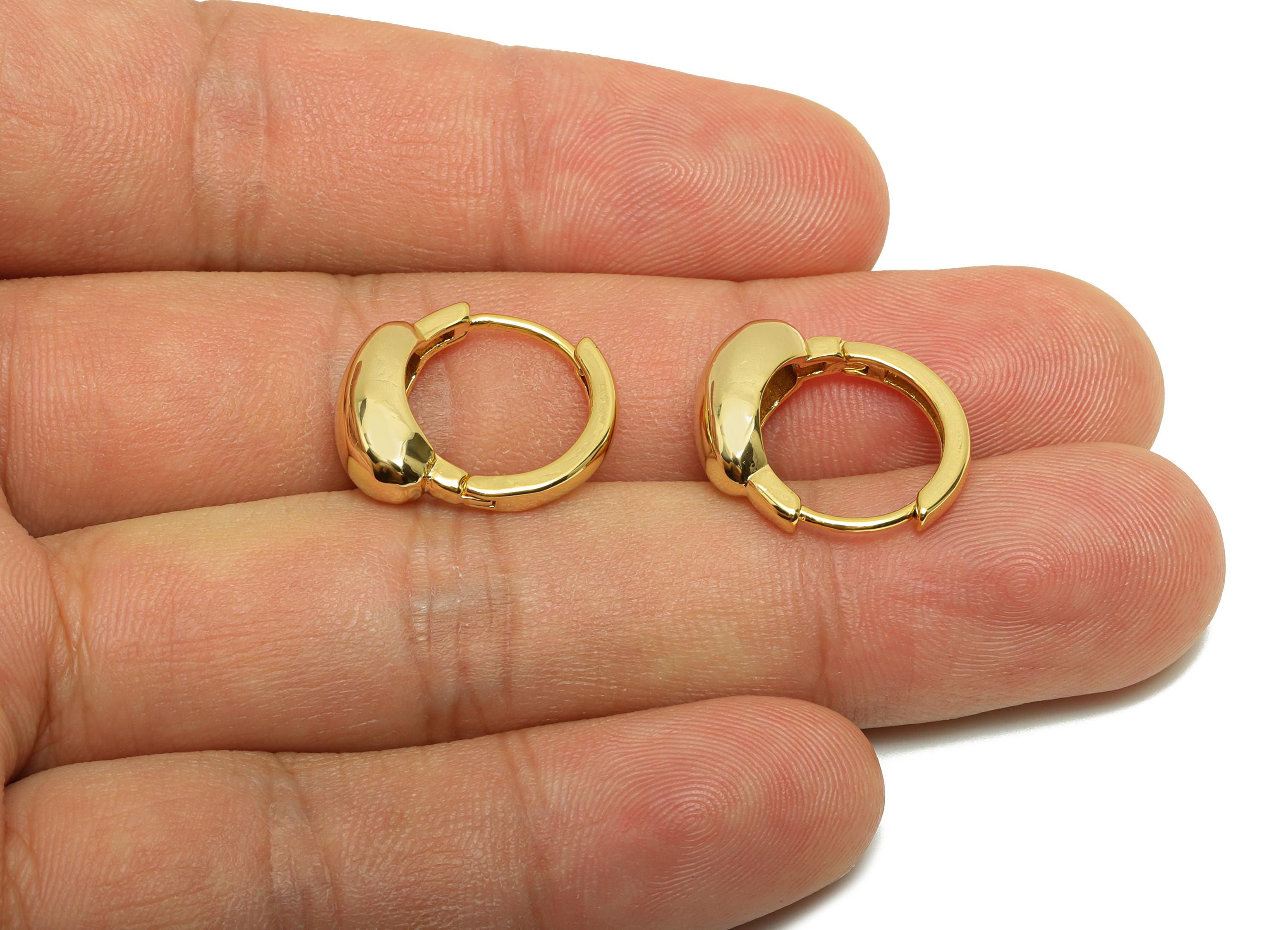 Brass Thick Hoop Earring - Gold Huggie Hoop Earring for Girl's - Circle Daily Wear Earring - 18K Real Gold Plating -18.5x15.6x6.2mm- RGP8811 - DOMEDBAZAAR