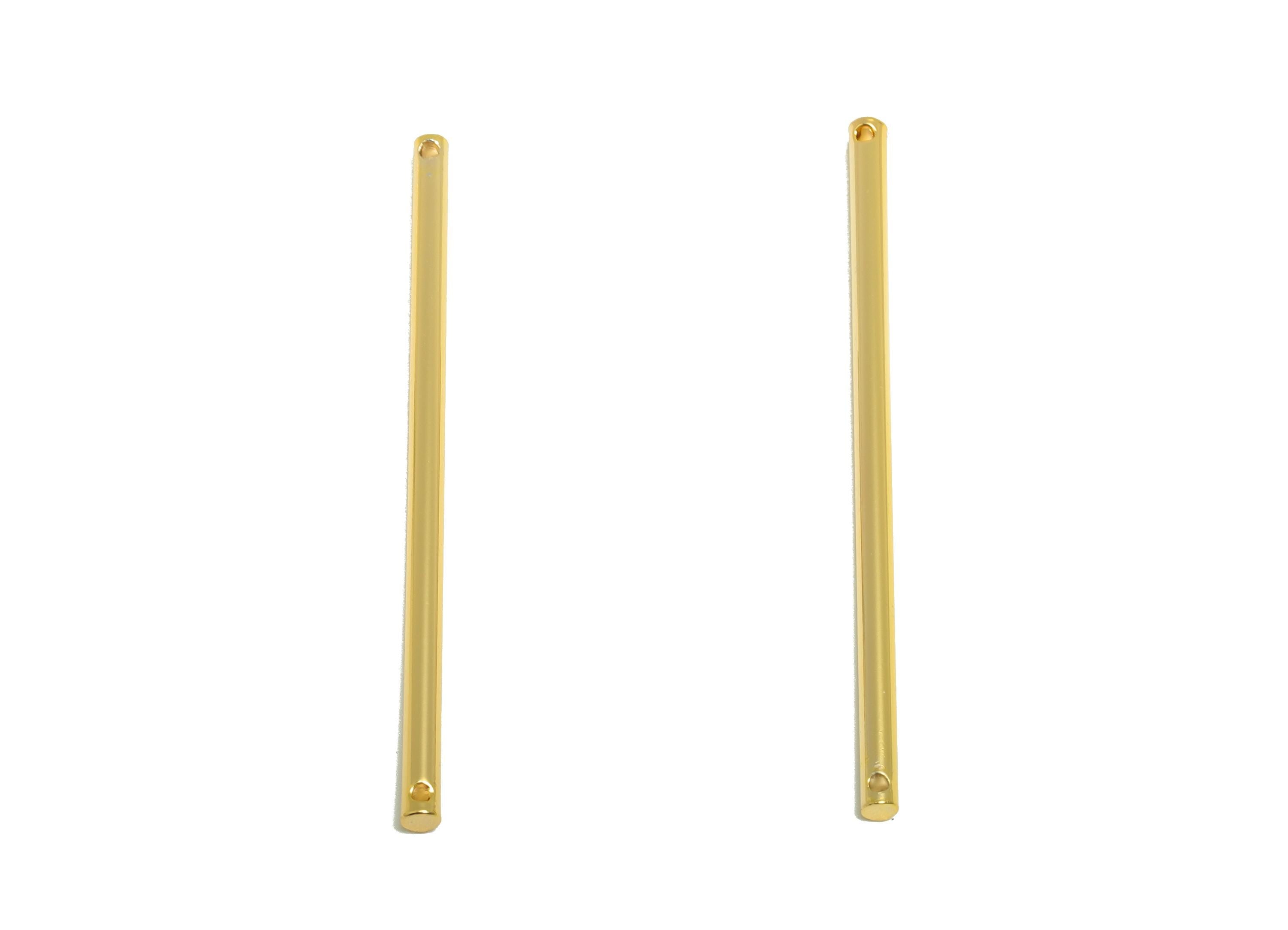 2.0*45mm Gold Bar Earring Connector - Brass Minimalist Bar Pendant - Vertical Stick Design - Gold Jewelry - 18K Real Gold Plated - RGP10172 - DOMEDBAZAAR