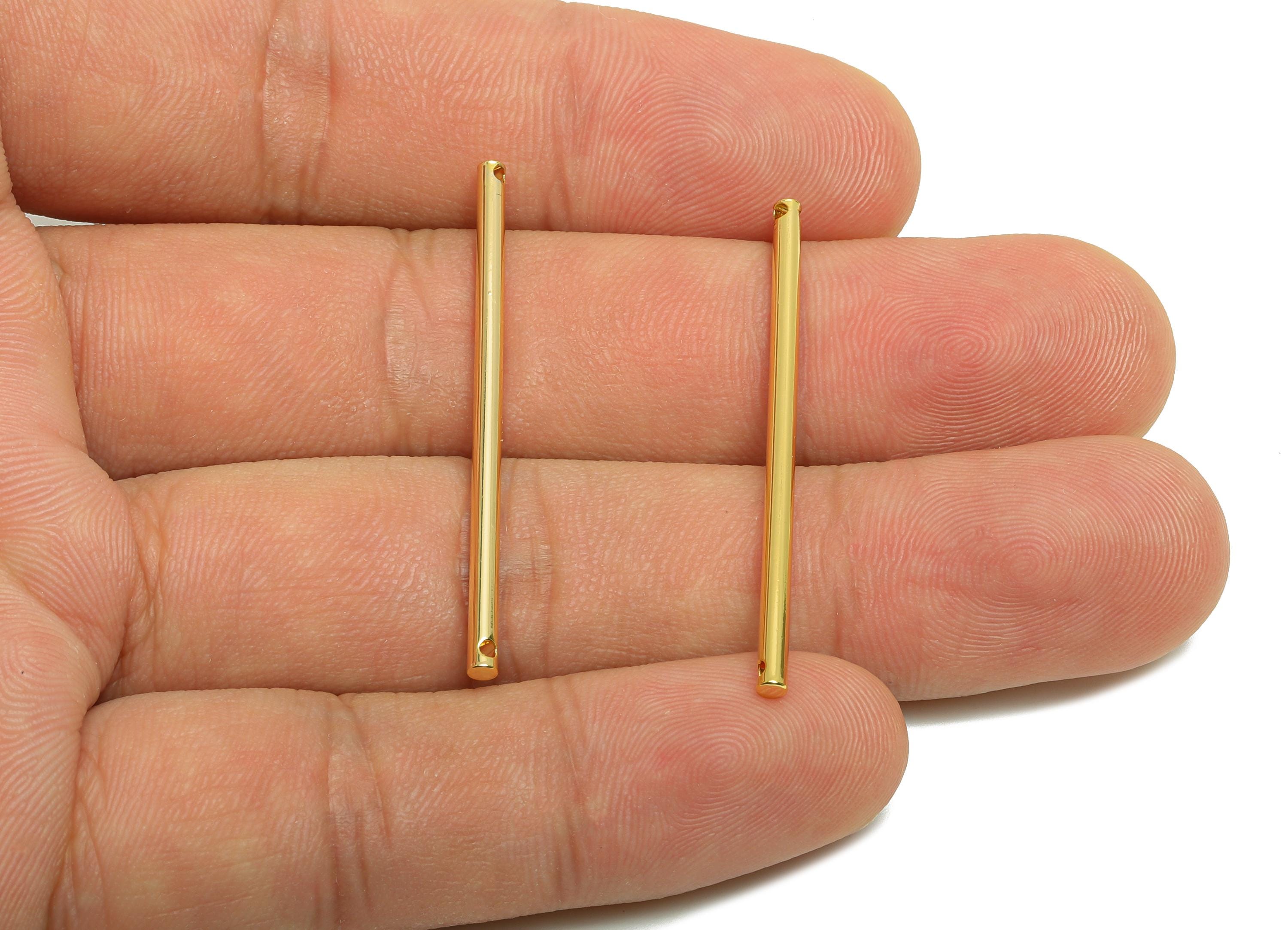 2.0*40mm Gold Bar Earring Connector - Brass Minimalist Bar Pendant - Vertical Stick Design - Gold Jewelry - 18K Real Gold Plated - RGP10171 - DOMEDBAZAAR