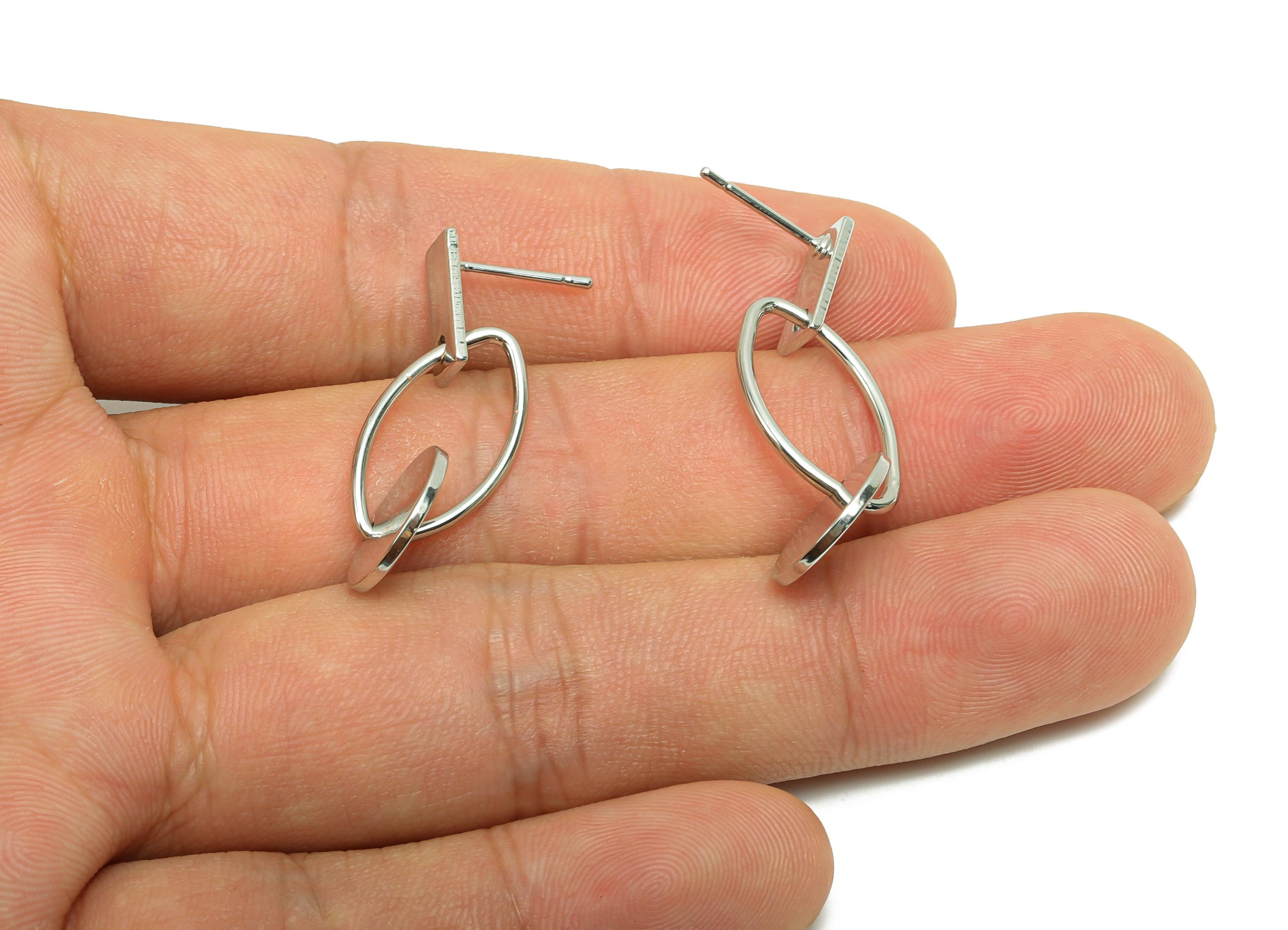 Brass Rectangle Earring Post - Brass Marquise Earring Post - Geometry Earring Post - 18K Real White Gold Plating - 29.15x11x1.11mm - RGP8052 - DOMEDBAZAAR