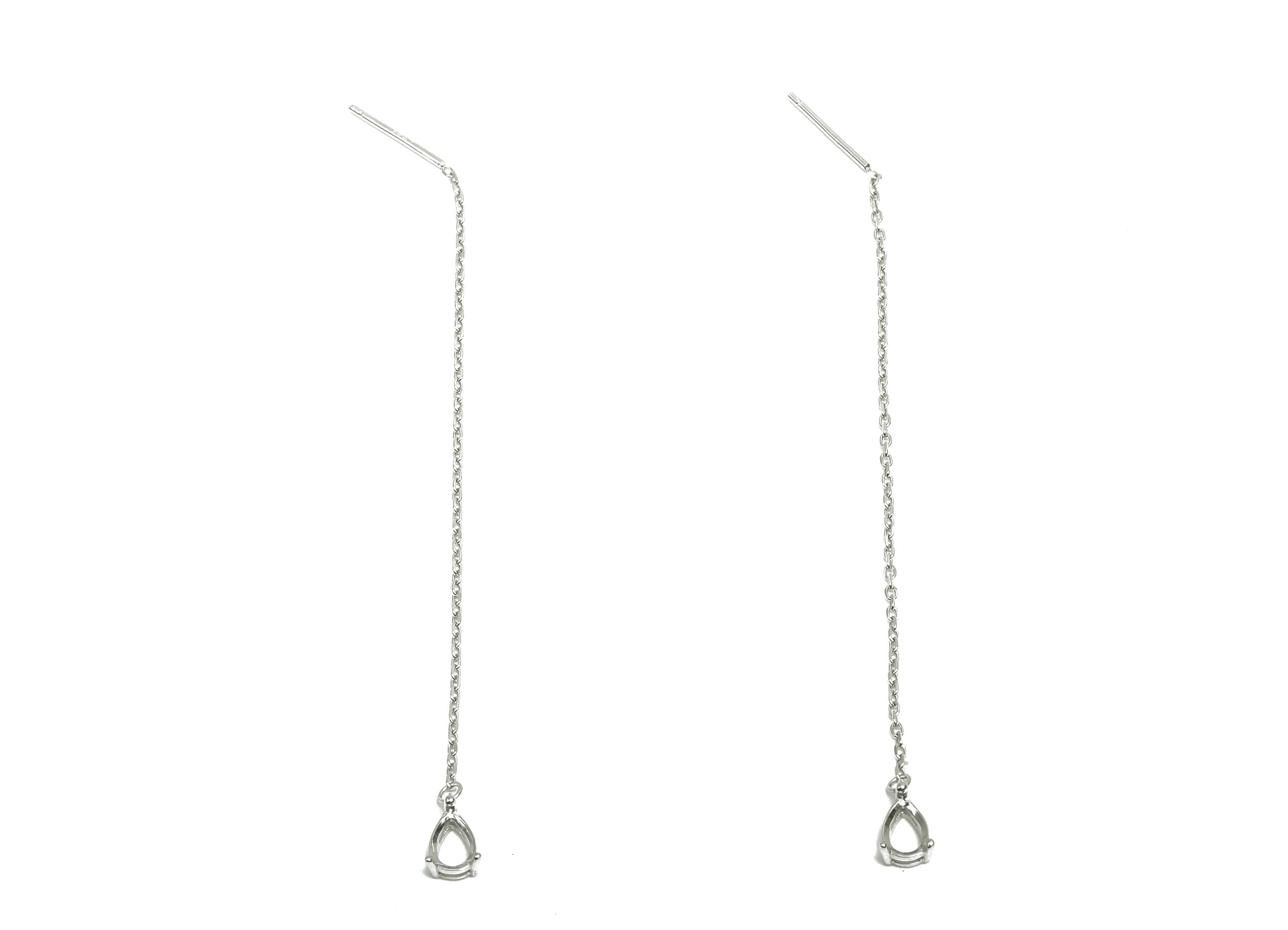 Silver Tassel Earring Post - Teardrop Silver Crystal Earring Post - Natural Stone Dangle Gemstone Earring Post - 86x3mm - RGP7345A - DOMEDBAZAAR