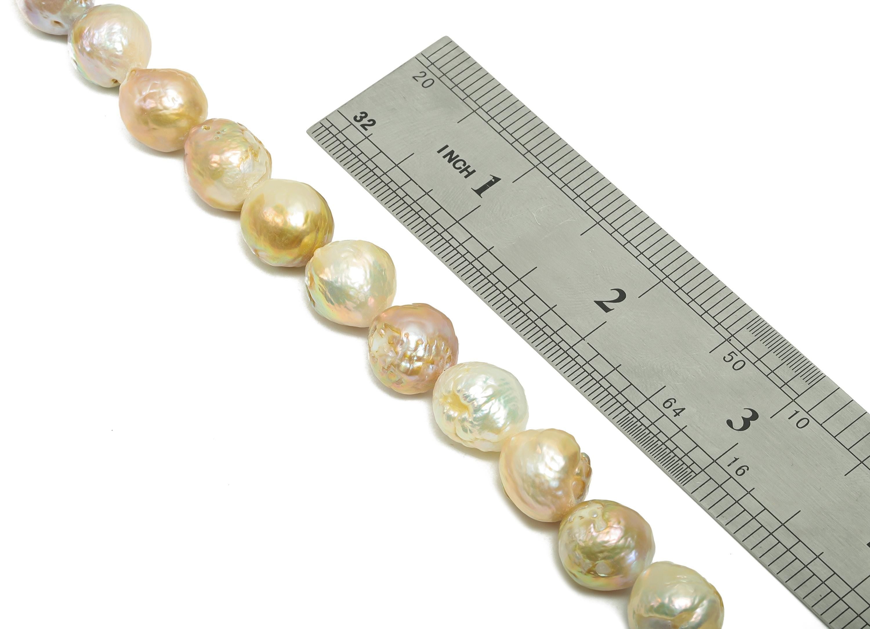 Natural Textured Pearl - Round Shaped Pearls - Pearl 30 pearls/strand - Natural Pearl - For Woman - 12.51x 11.6x11.44mm - RGP7046 - DOMEDBAZAAR